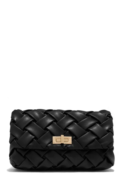 Naydine Woven Crossbody Handbag - Black sold by Miss Lola