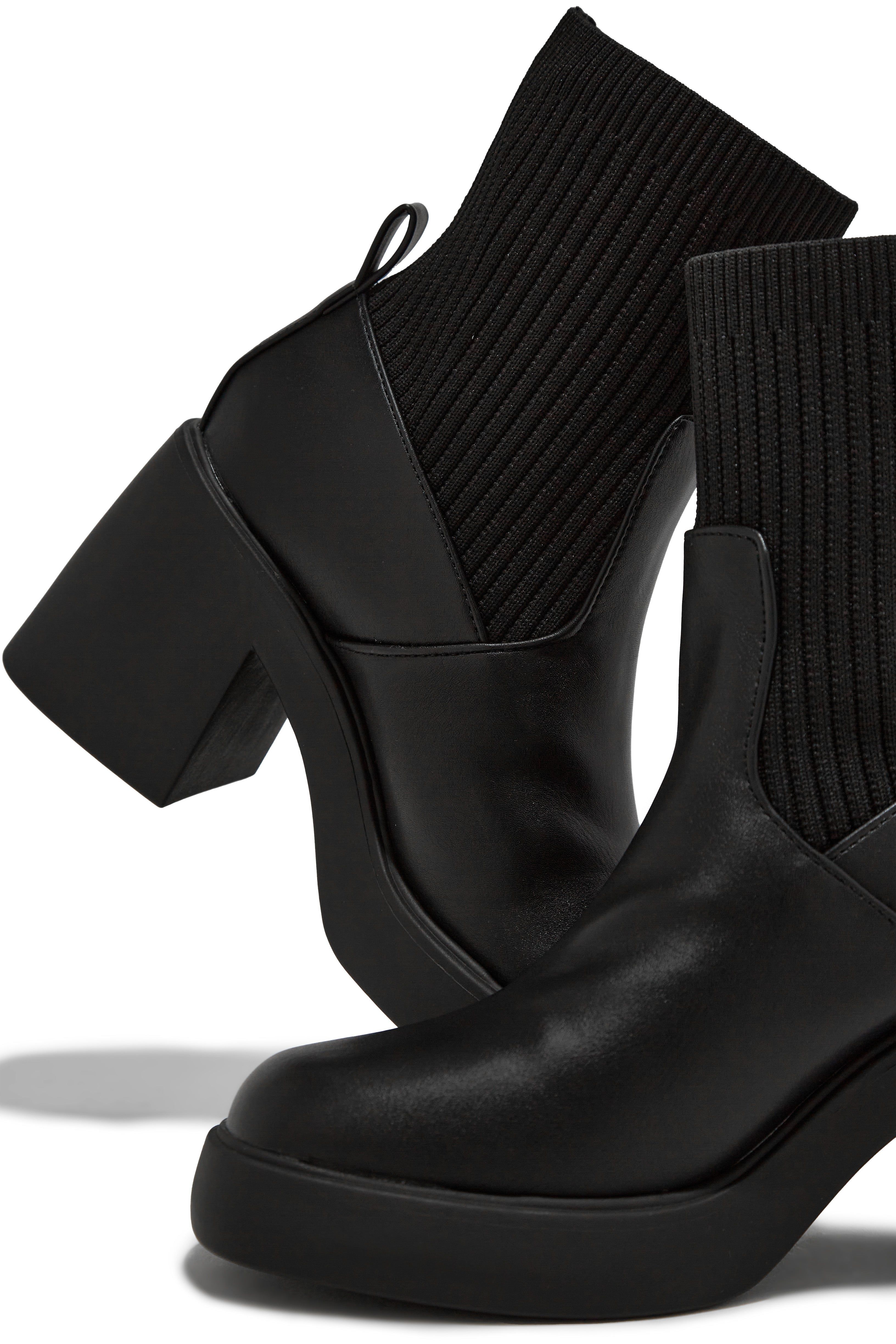 Addie Block Heel Ankle Boots - Black sold by Miss Lola product image thumbnail 2