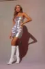 Lana Metallic Strapless Mini Dress - Silver sold by Miss Lola