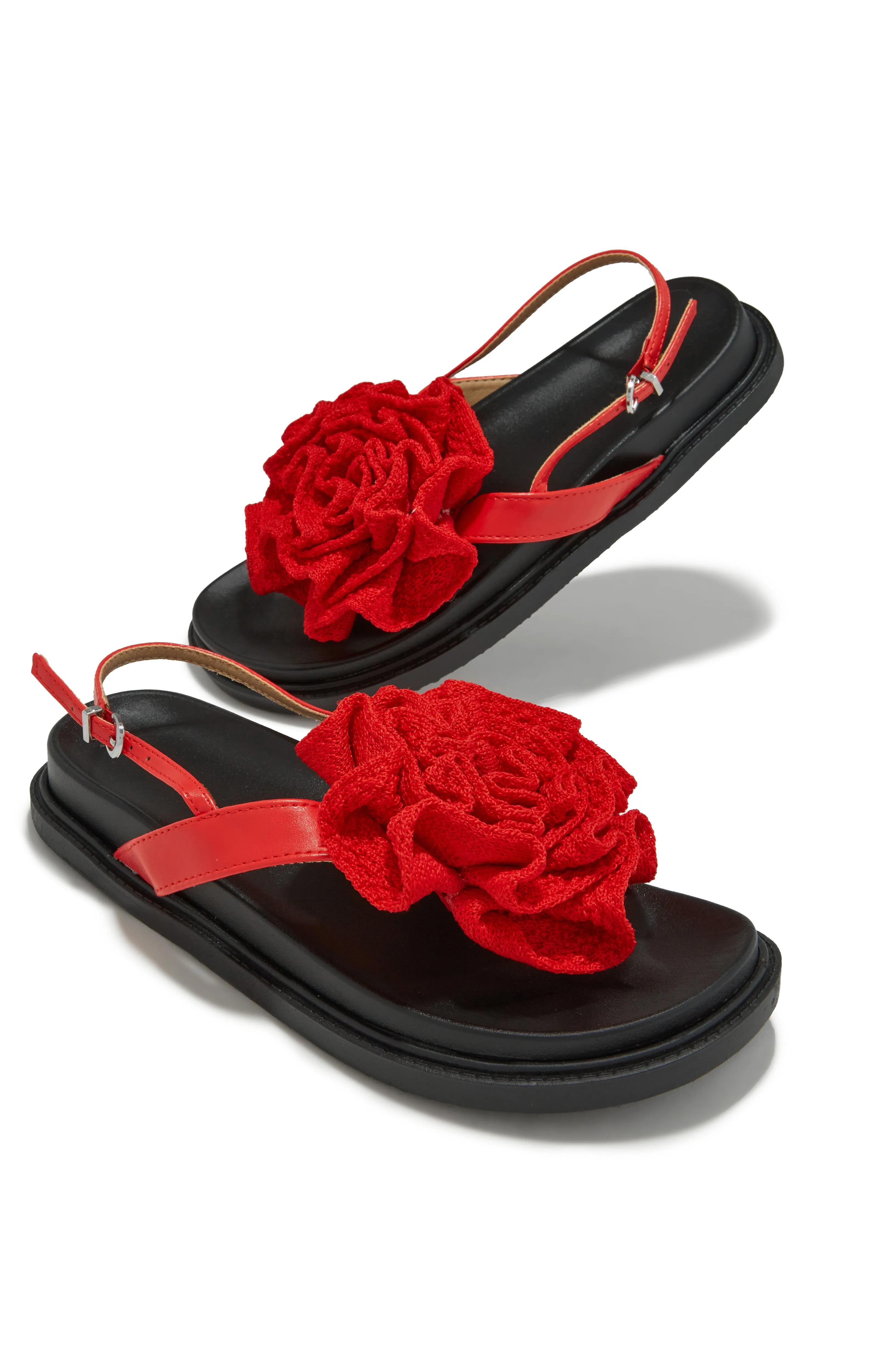 Florence Flower Chunky Sandals - Red sold by Miss Lola product image thumbnail 4