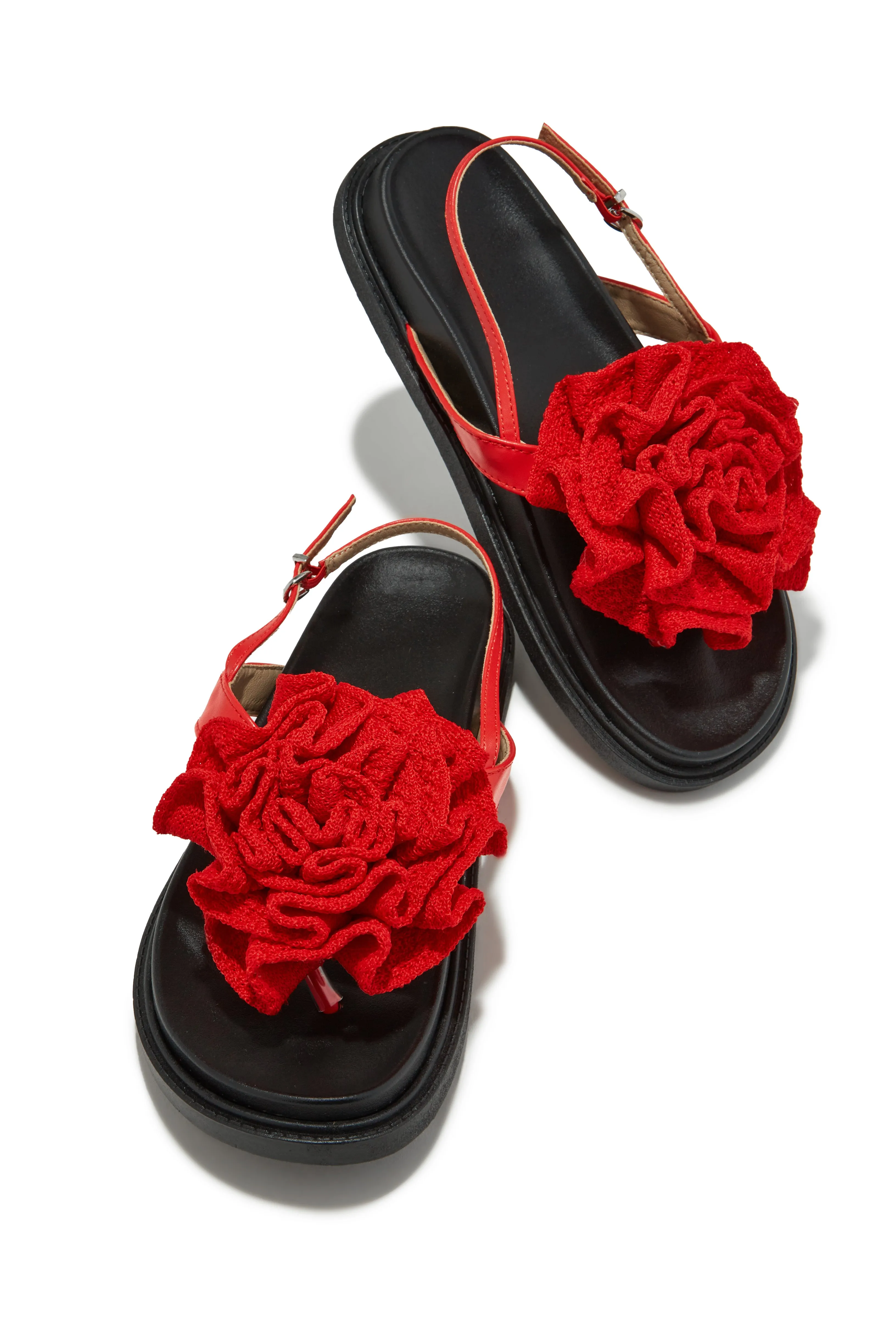 Florence Flower Chunky Sandals - Red sold by Miss Lola product image thumbnail 5