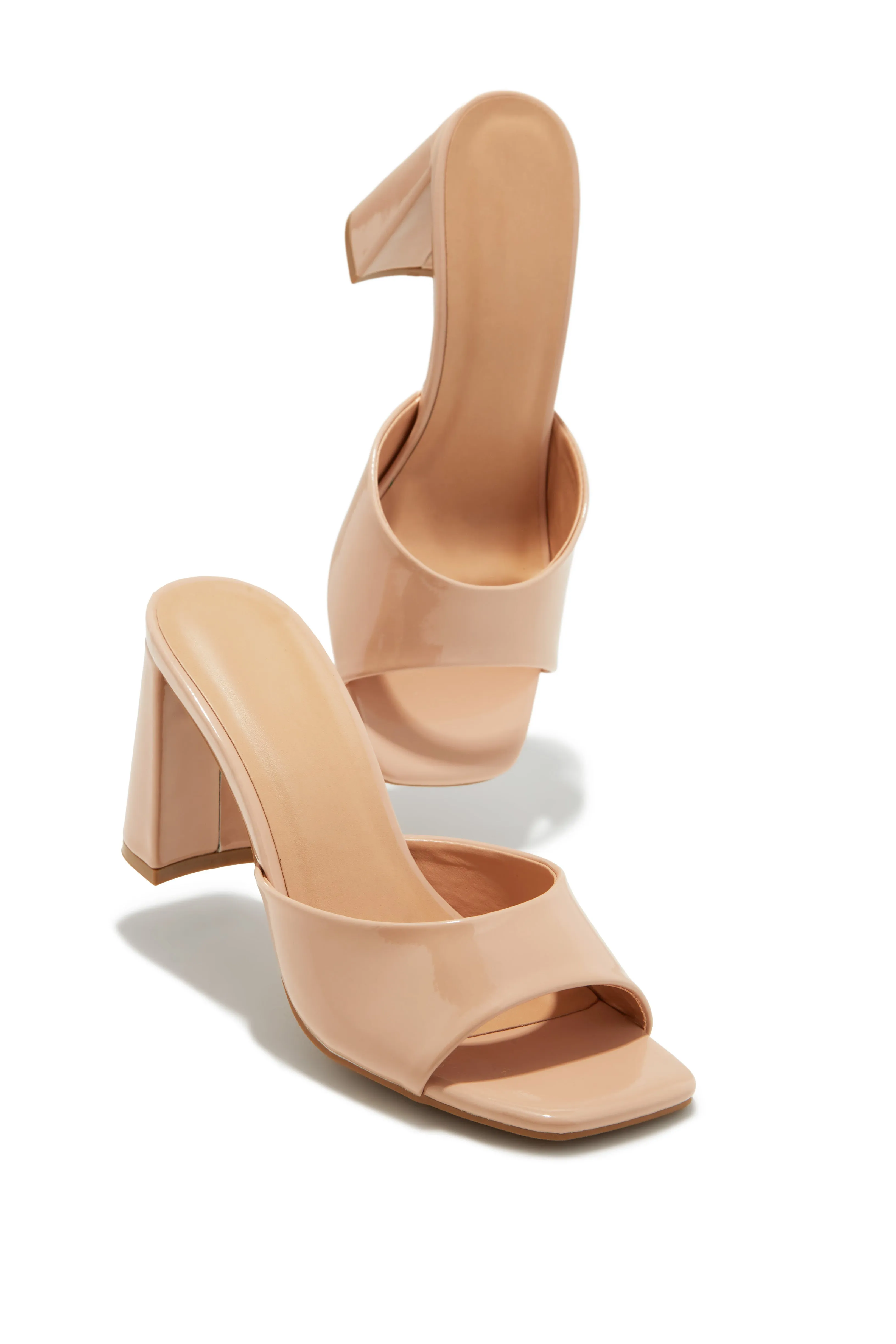 Layla Block Heel Mules - Nude Pat sold by Miss Lola product image thumbnail 3