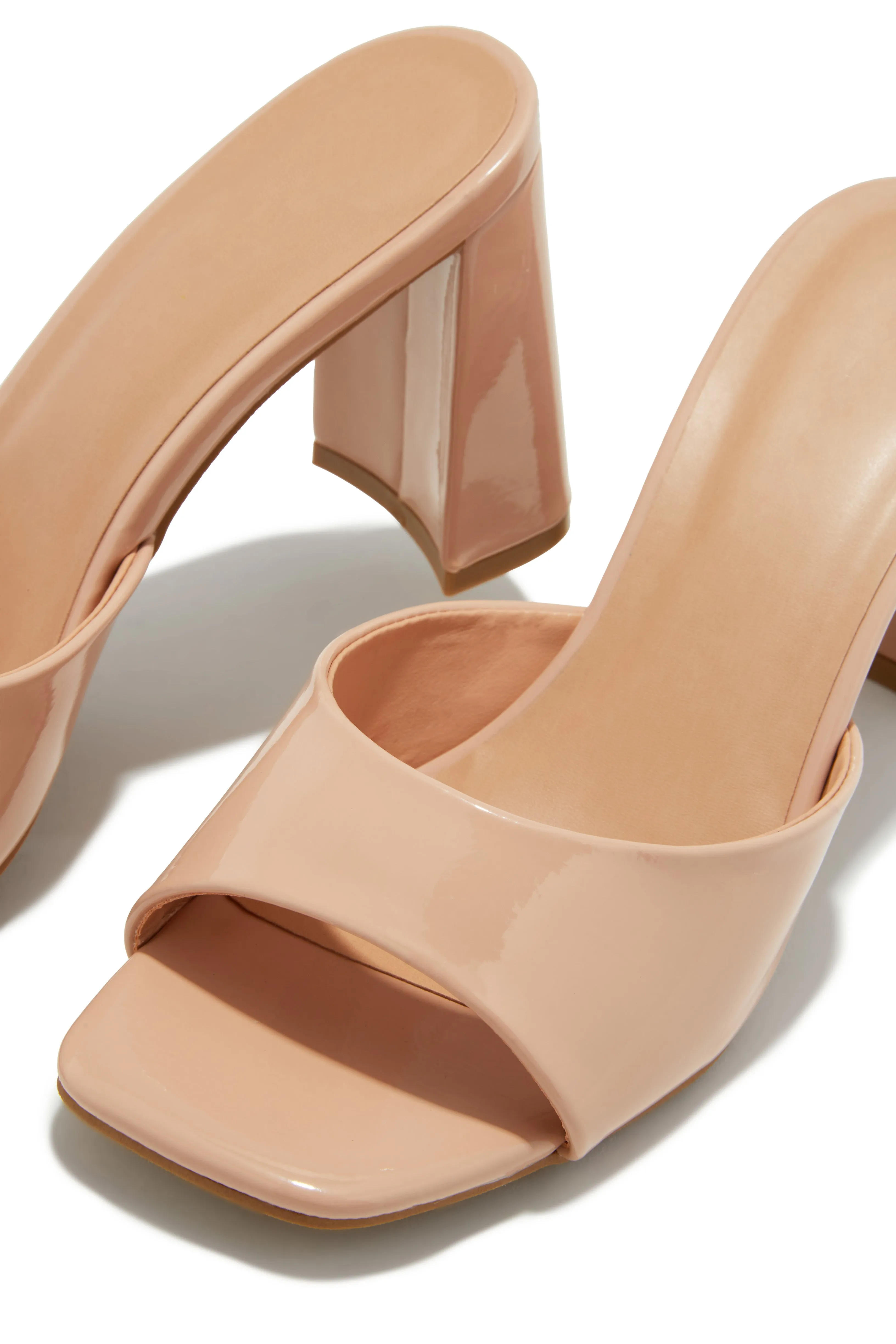 Layla Block Heel Mules - Nude Pat sold by Miss Lola product image thumbnail 2
