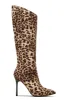 Center Of Attention Asymmetric Knee High Boots - Leopard sold by Miss Lola