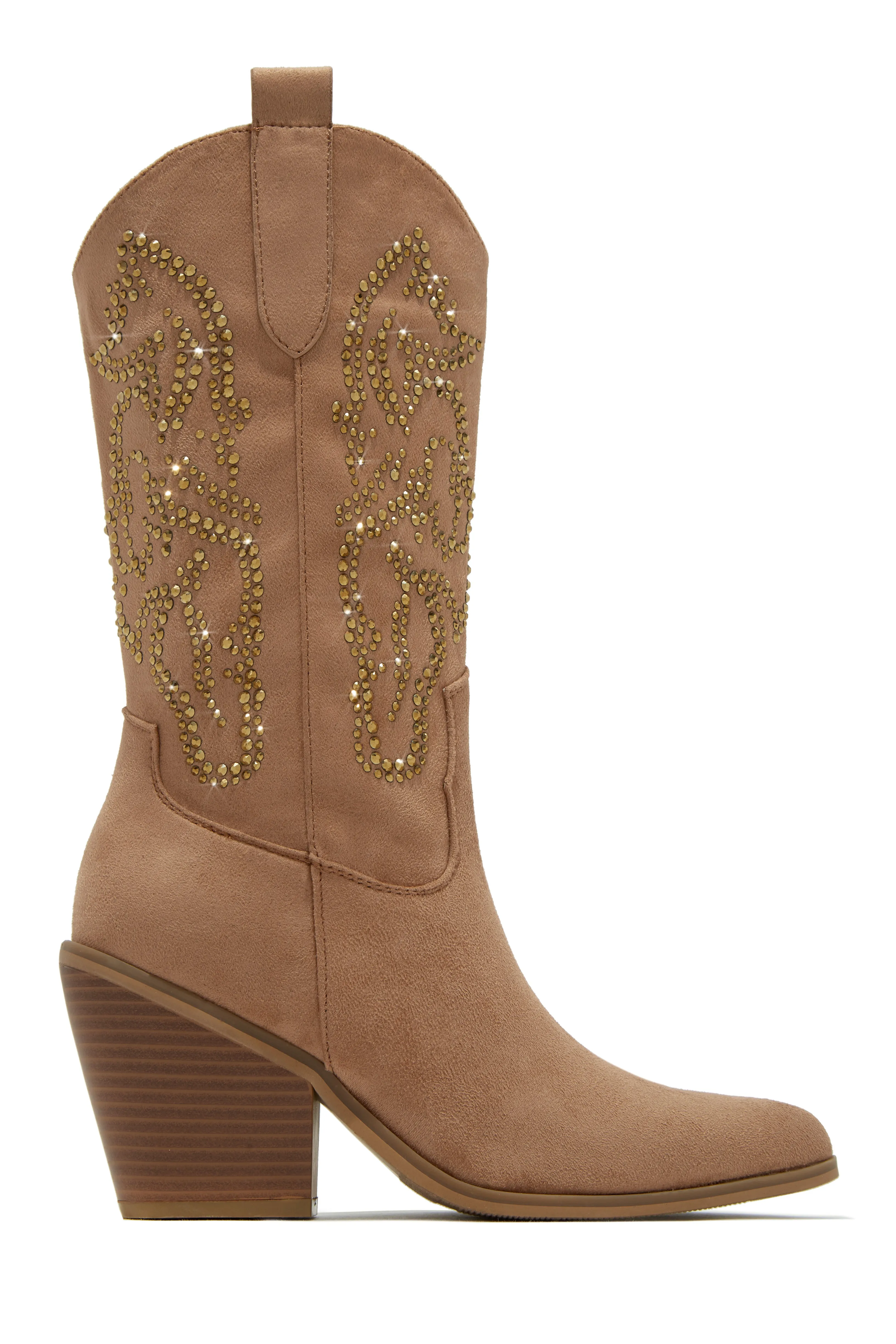 Best In The West Embellished Cowgirl Boots - Taupe sold by Miss Lola
