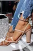Emerie Slingback Block High Heels - Nude sold by Miss Lola
