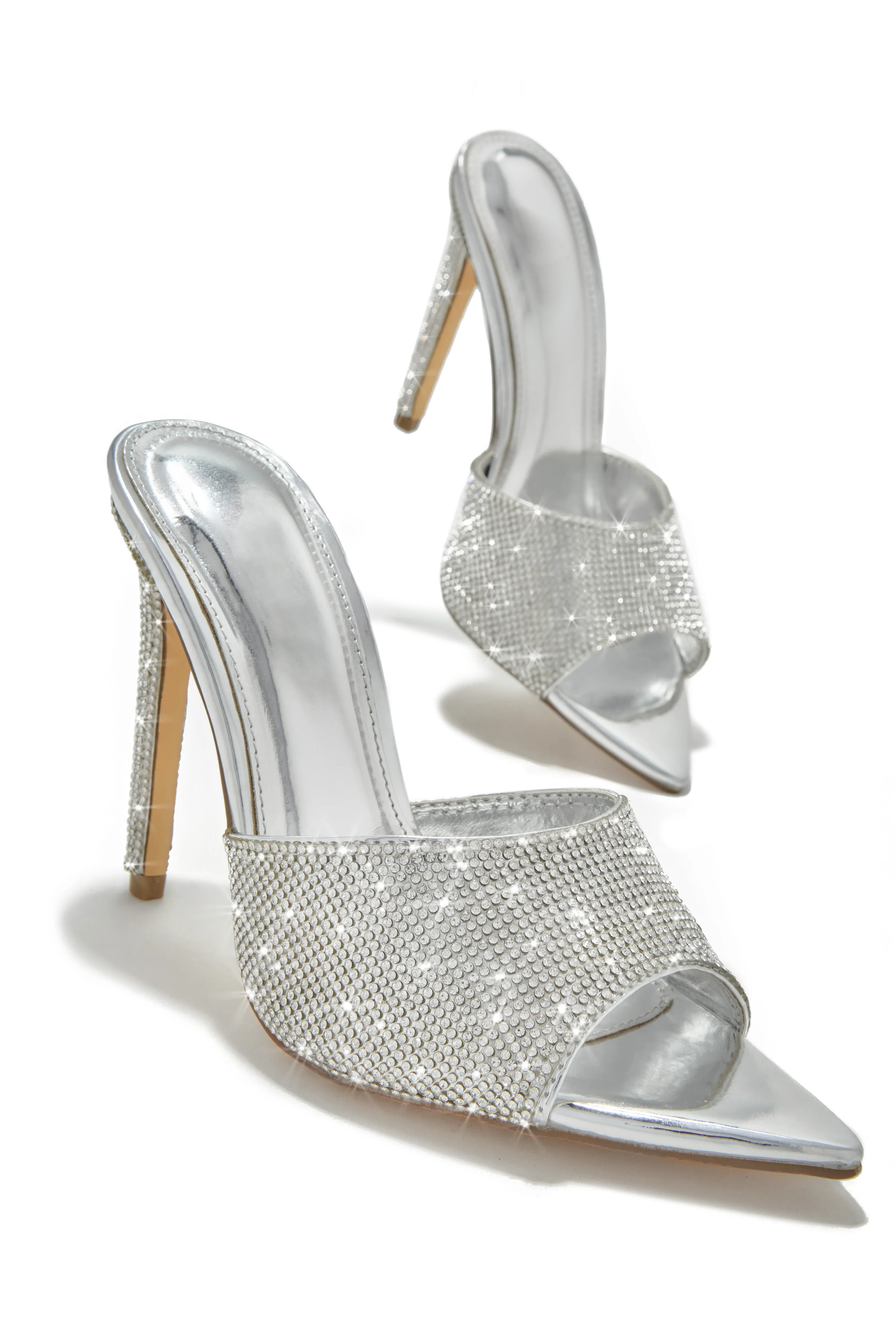 Juliene Embellished High Heel Mules - Silver sold by Miss Lola product image thumbnail 2