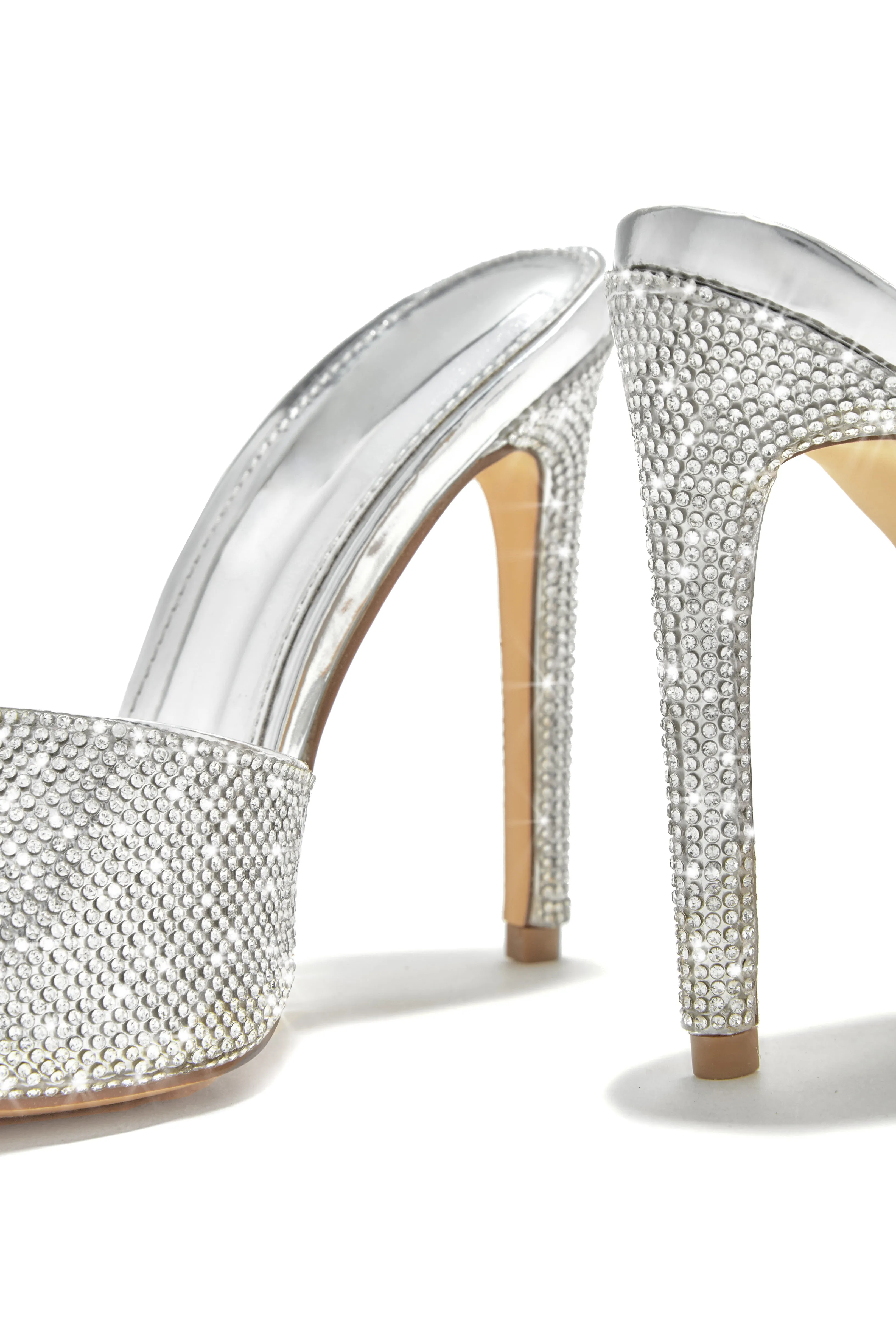 Juliene Embellished High Heel Mules - Silver sold by Miss Lola product image thumbnail 3