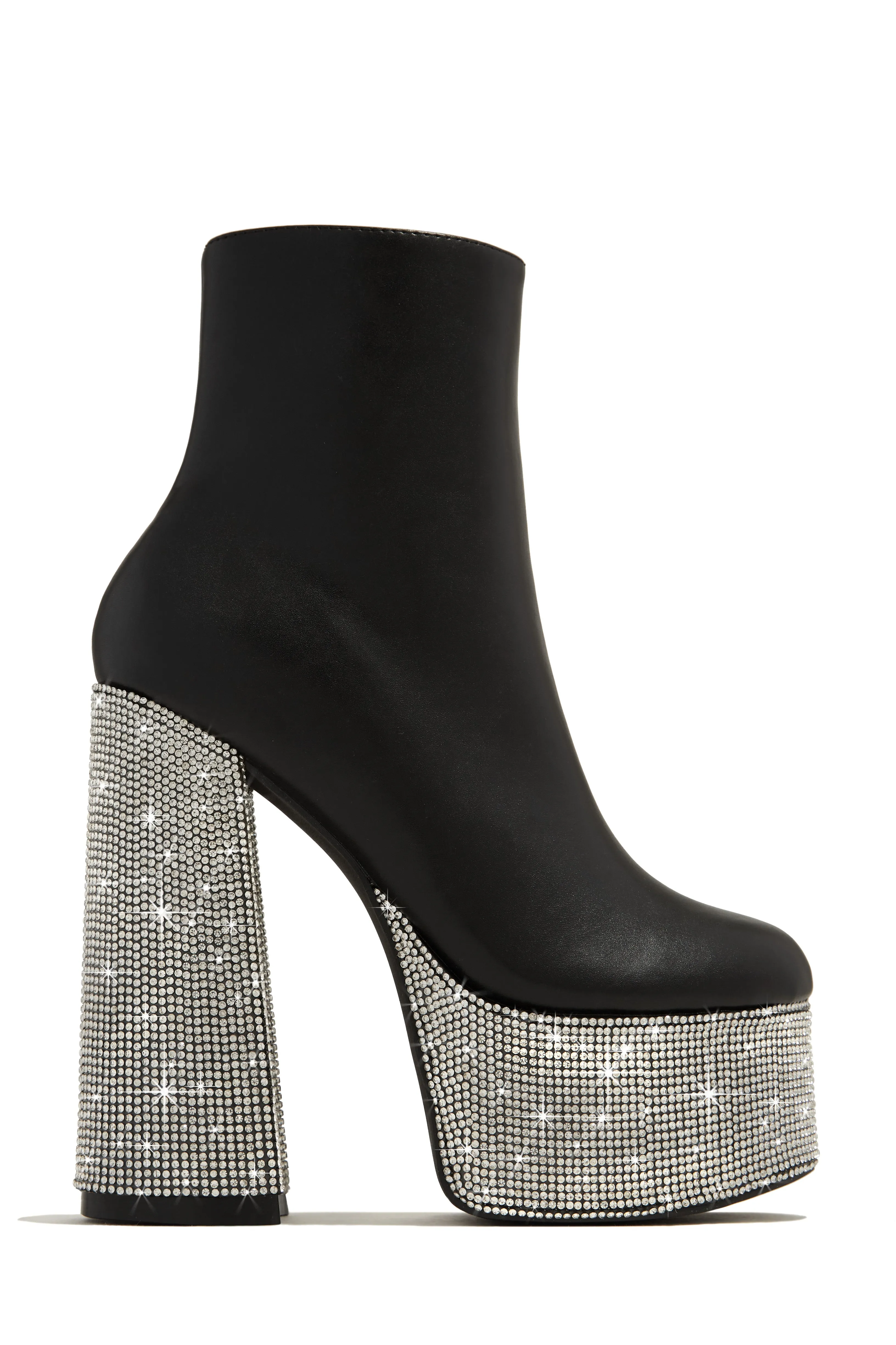 Concert Vibes Embellished Platform Block Ankle Boots - Black sold by Miss Lola product image thumbnail 5