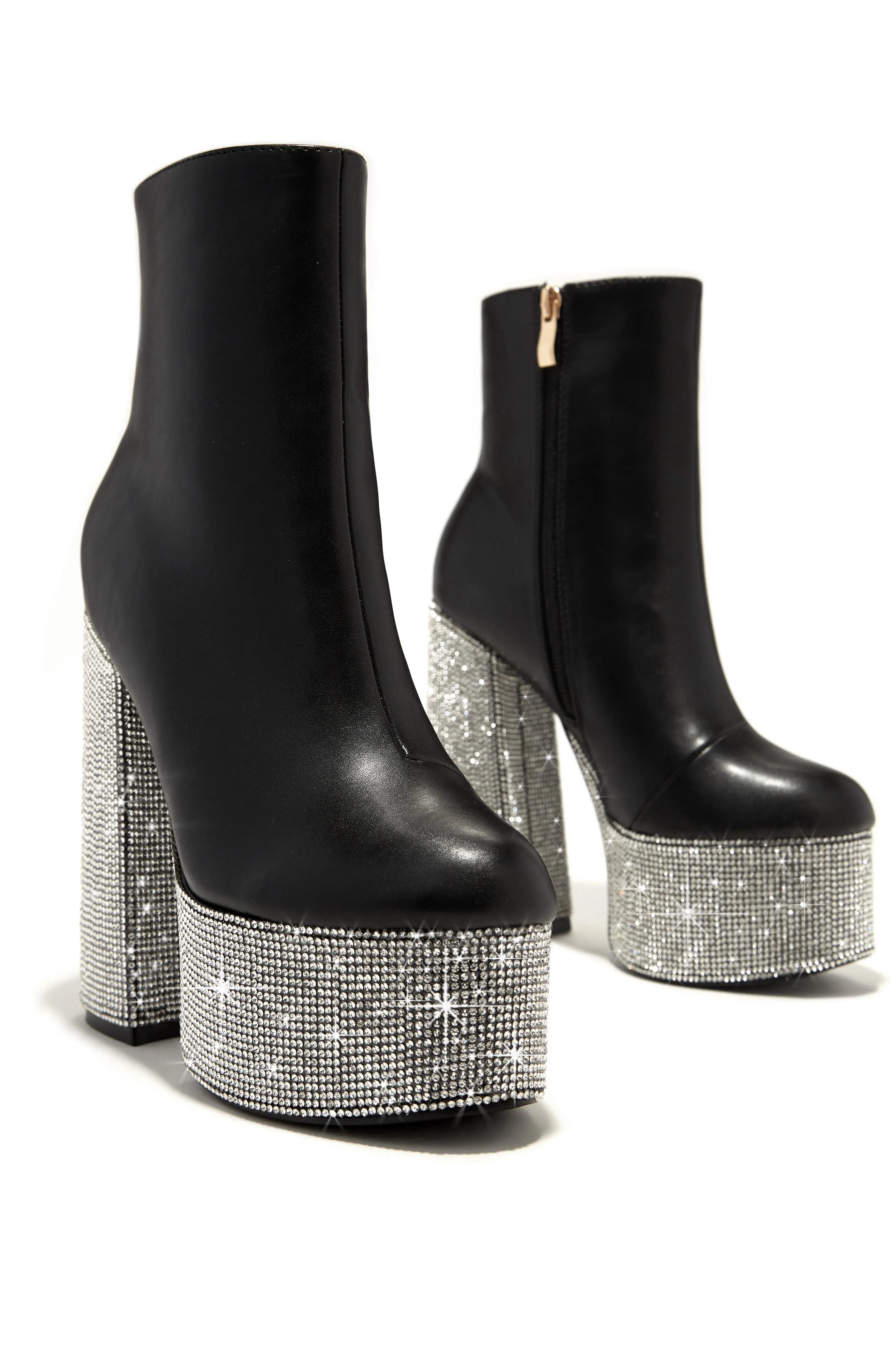 Concert Vibes Embellished Platform Block Ankle Boots - Black sold by Miss Lola product image thumbnail 2