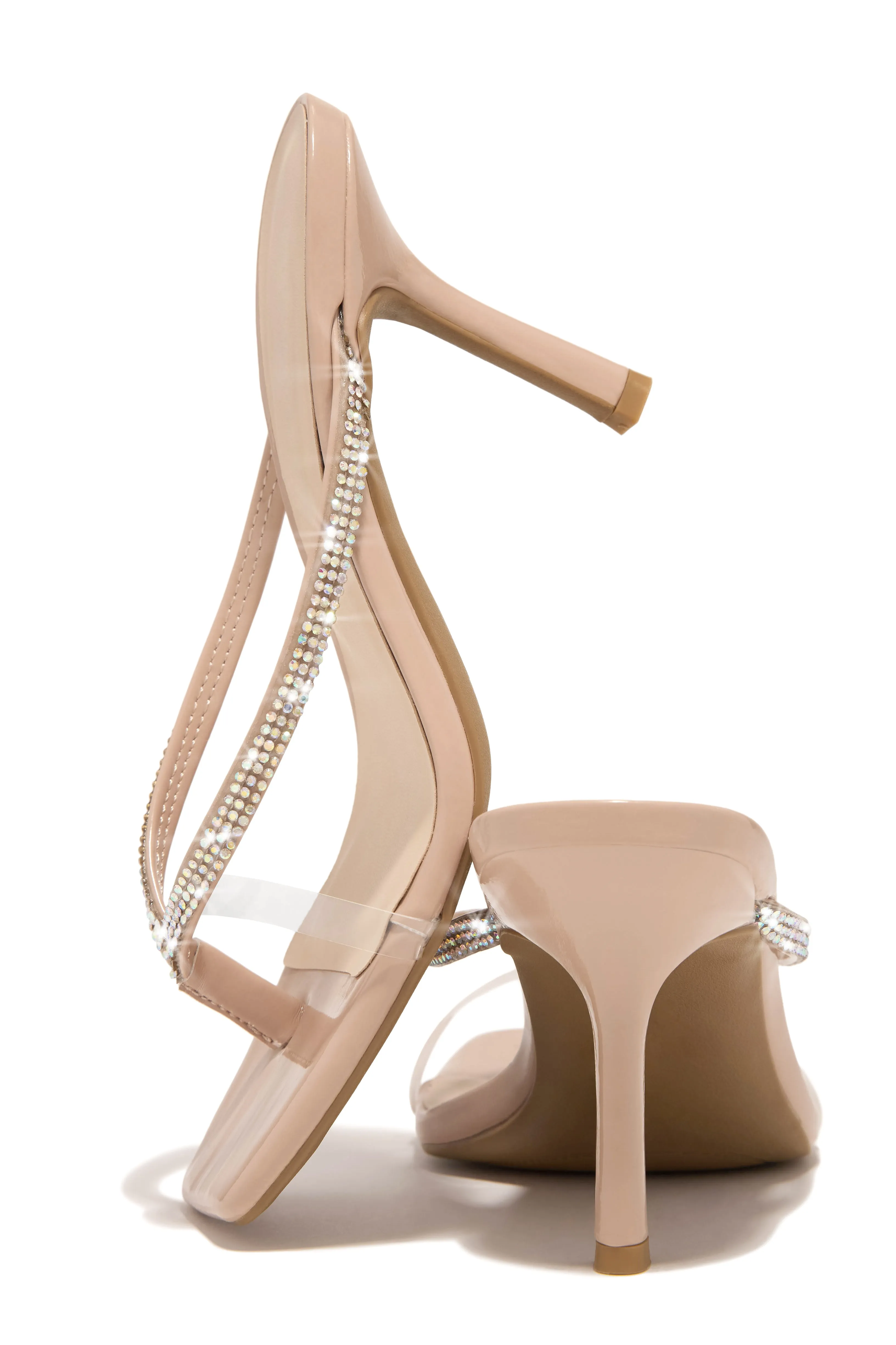 Pop Champagne Embellished Mid Heel Mules - Nude sold by Miss Lola product image thumbnail 3