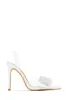 Chiara Embellished Bow Clear High Heel Pumps - White sold by Miss Lola