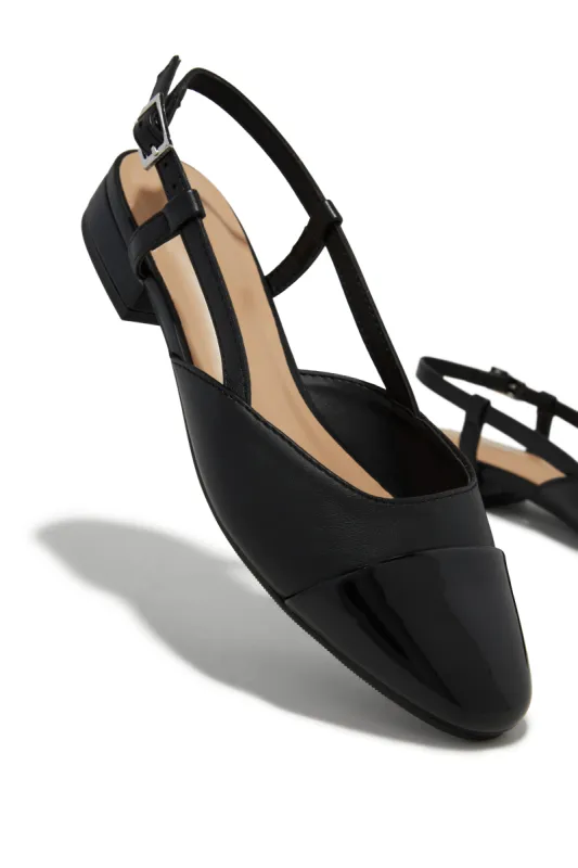 Sarah Slingback Mini Heel Flats - Black sold by Miss Lola