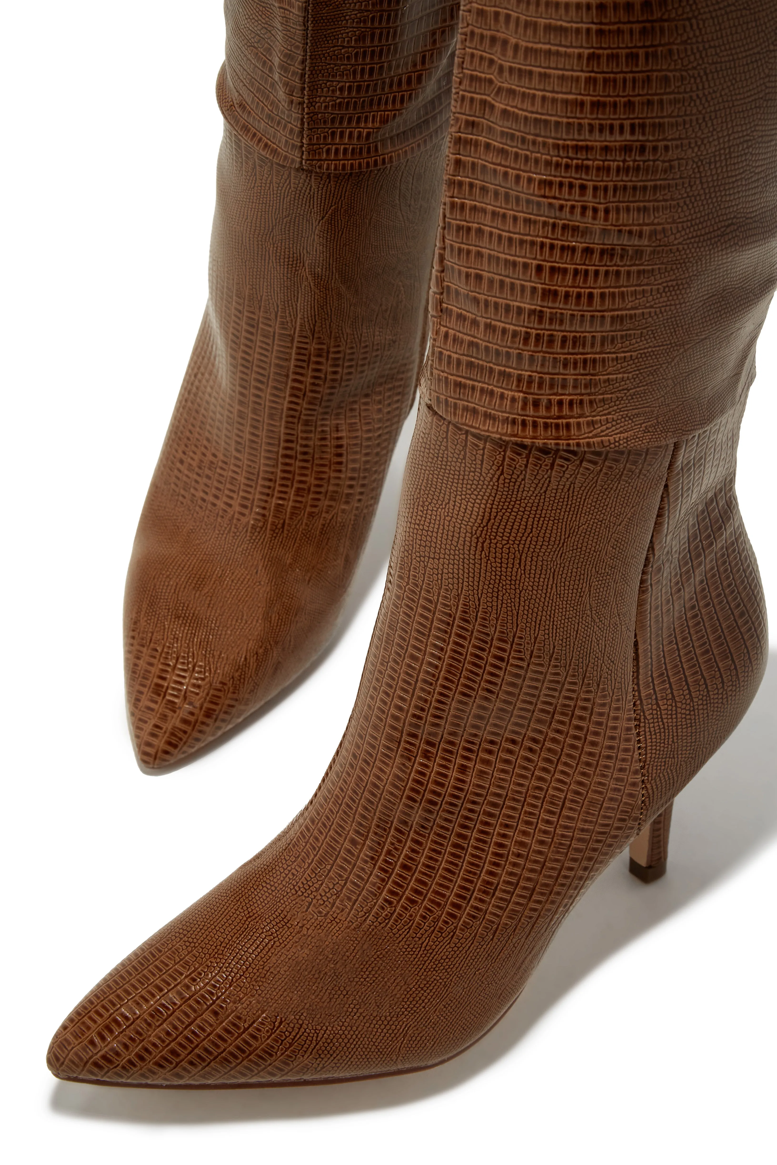 Sarai Knee High Heel Boots - Brown sold by Miss Lola product image thumbnail 5