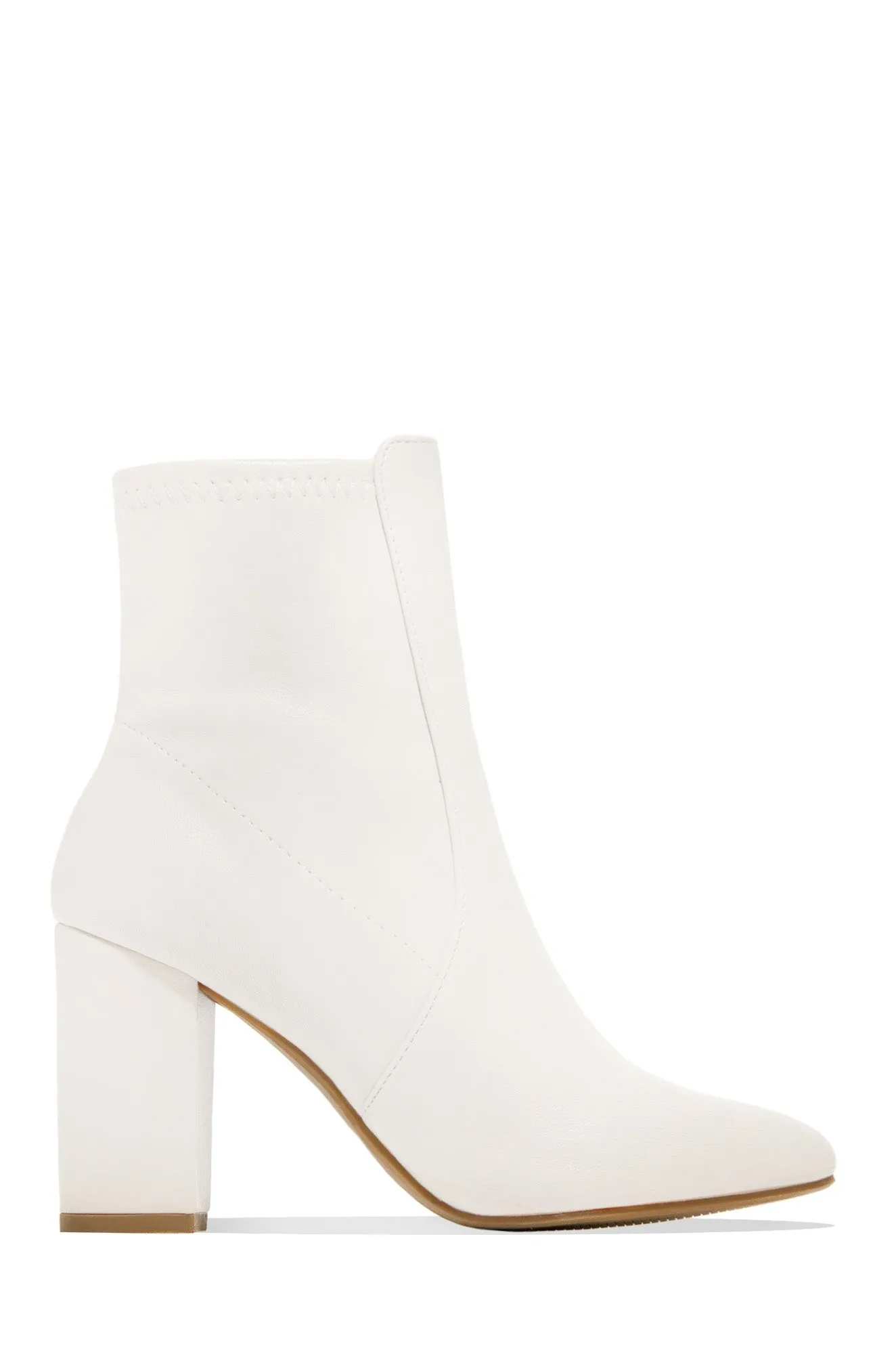 Fall Classic Block Heel Ankle Boots - White sold by Miss Lola product image thumbnail 2