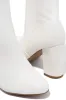 Fall Classic Block Heel Ankle Boots - White sold by Miss Lola