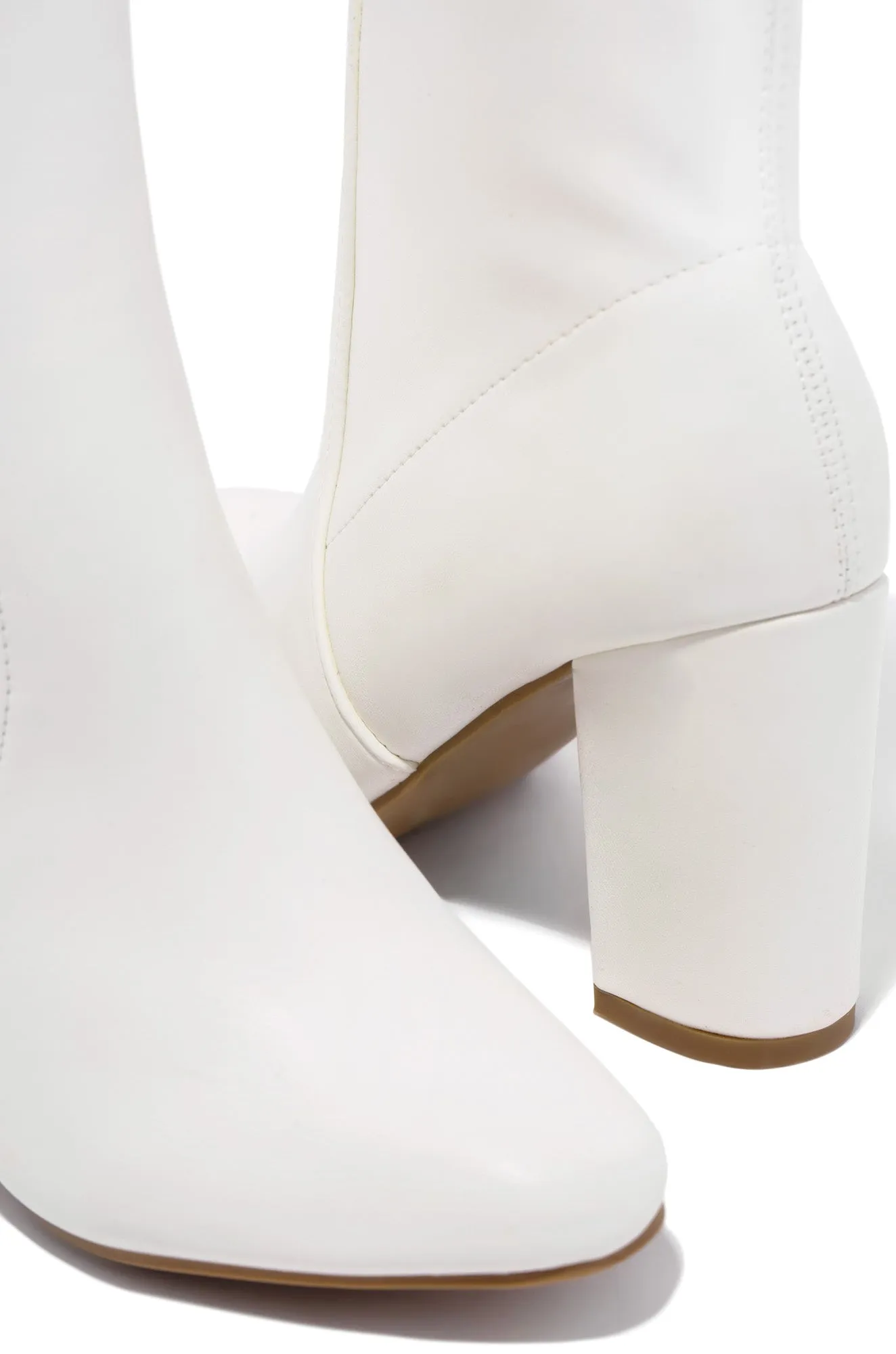 Fall Classic Block Heel Ankle Boots - White sold by Miss Lola product image thumbnail 3