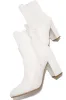Fall Classic Block Heel Ankle Boots - White sold by Miss Lola
