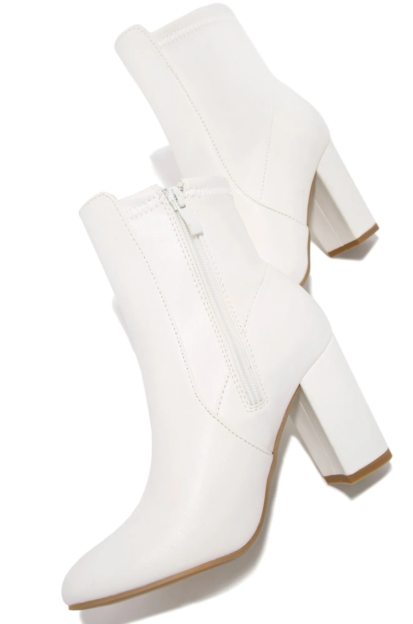 Fall Classic Block Heel Ankle Boots - White sold by Miss Lola product image thumbnail 4