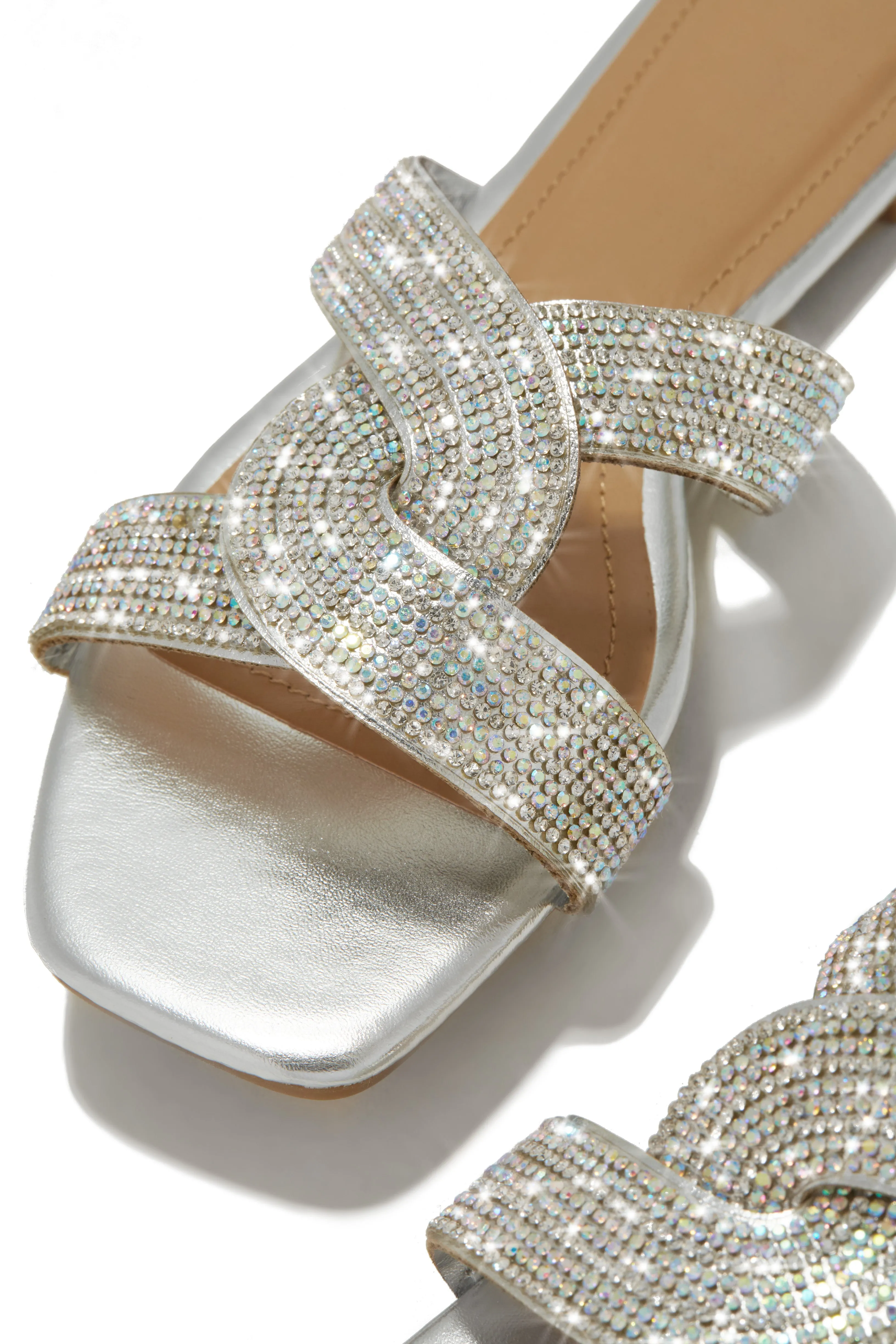Weekend Ready Embellished Slip On Sandals - Silver sold by Miss Lola product image thumbnail 2