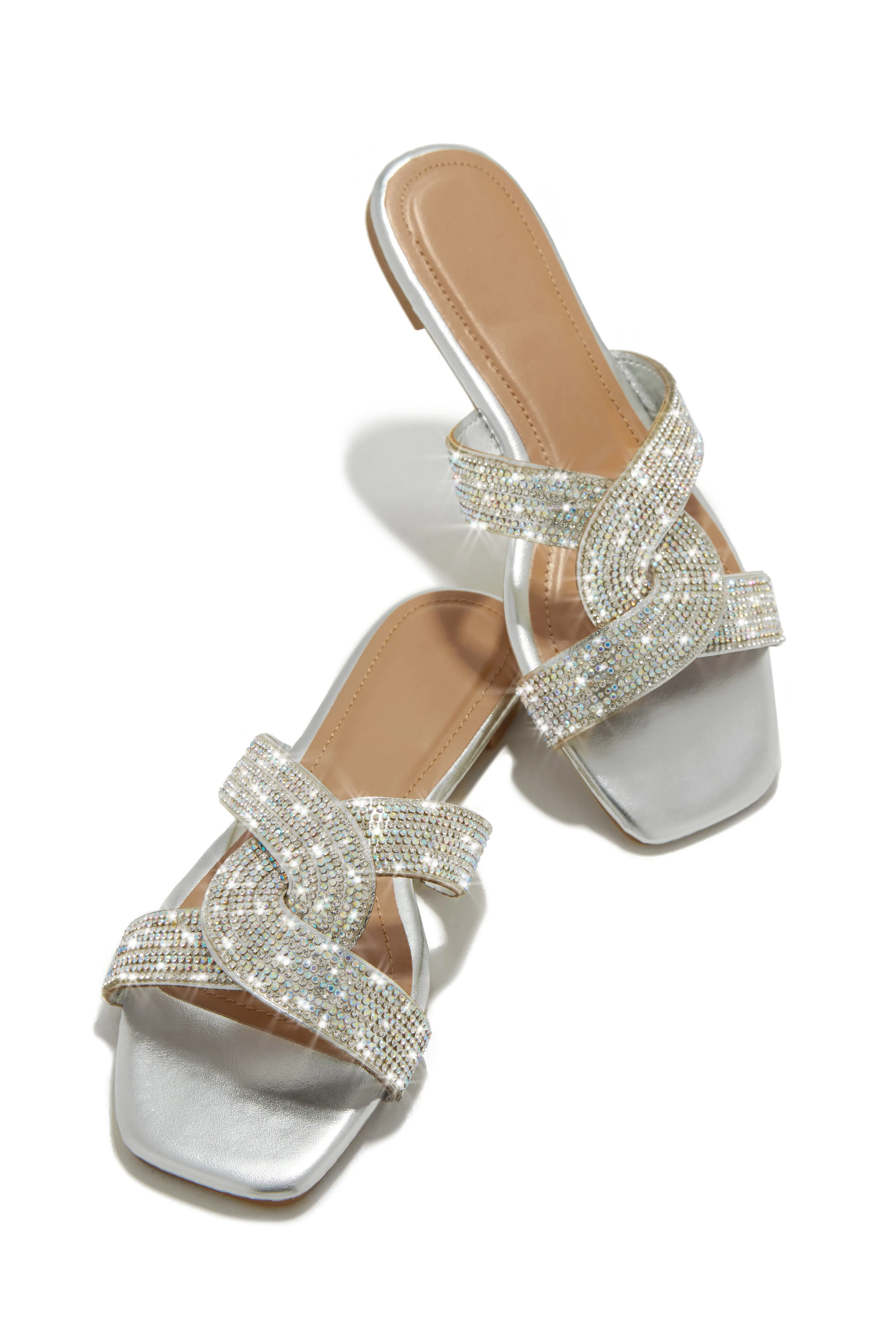 Weekend Ready Embellished Slip On Sandals - Silver sold by Miss Lola product image thumbnail 5