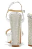 Celestial Dreams Embellished Platform Block High Heels - Silver sold by Miss Lola