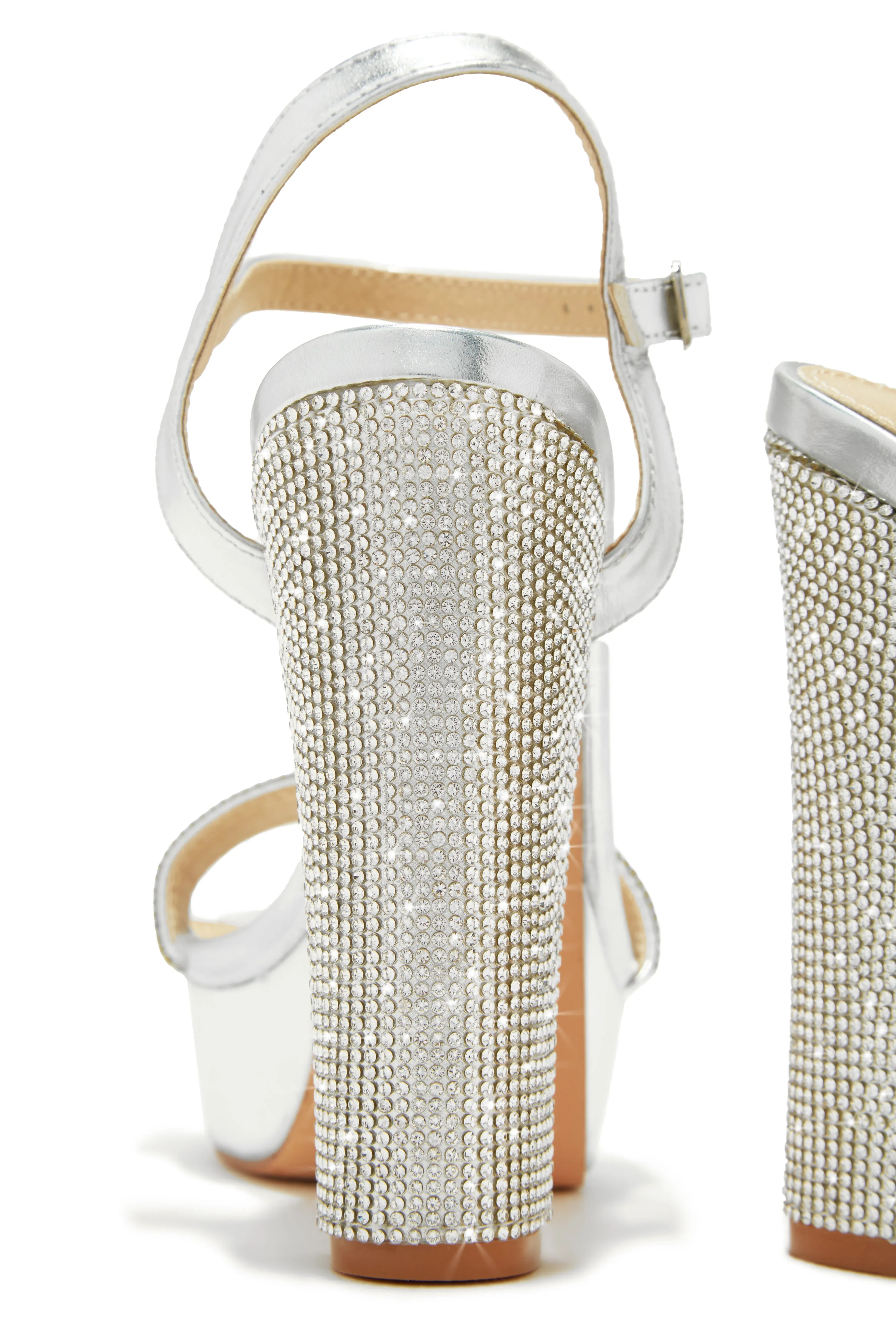 Celestial Dreams Embellished Platform Block High Heels - Silver sold by Miss Lola product image thumbnail 4