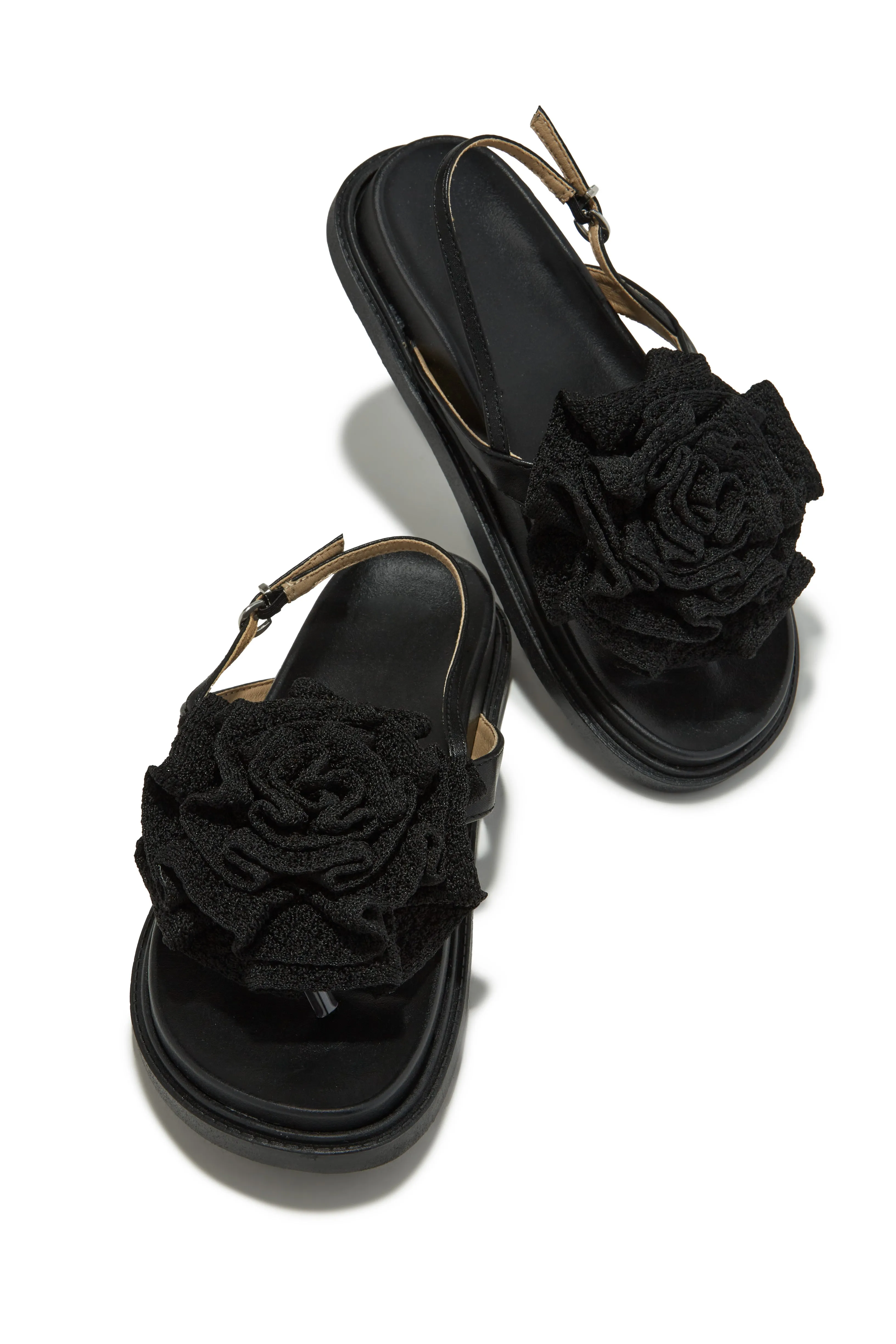 Florence Flower Chunky Sandals - Black sold by Miss Lola product image thumbnail 5