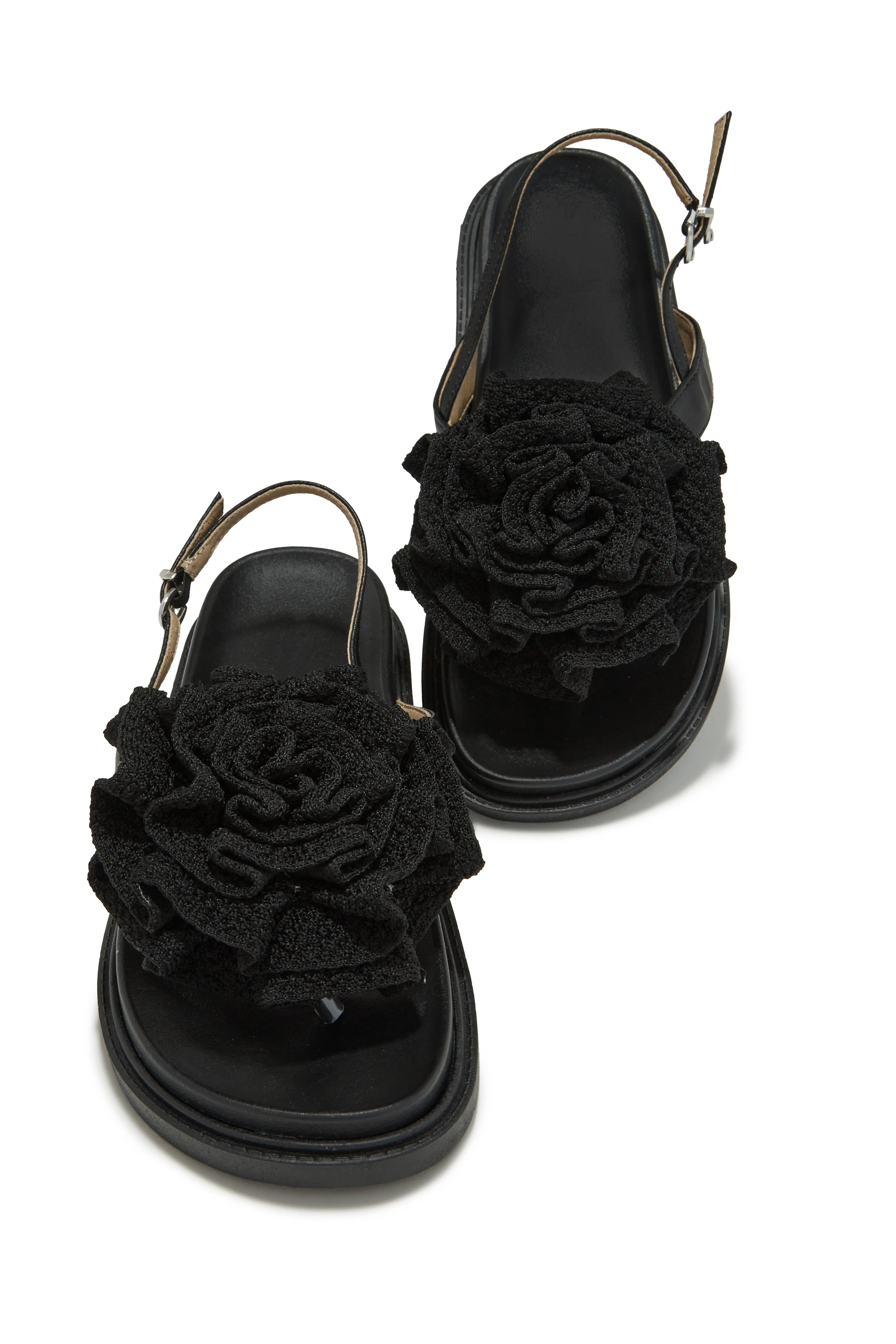 Florence Flower Chunky Sandals - Black sold by Miss Lola product image thumbnail 3