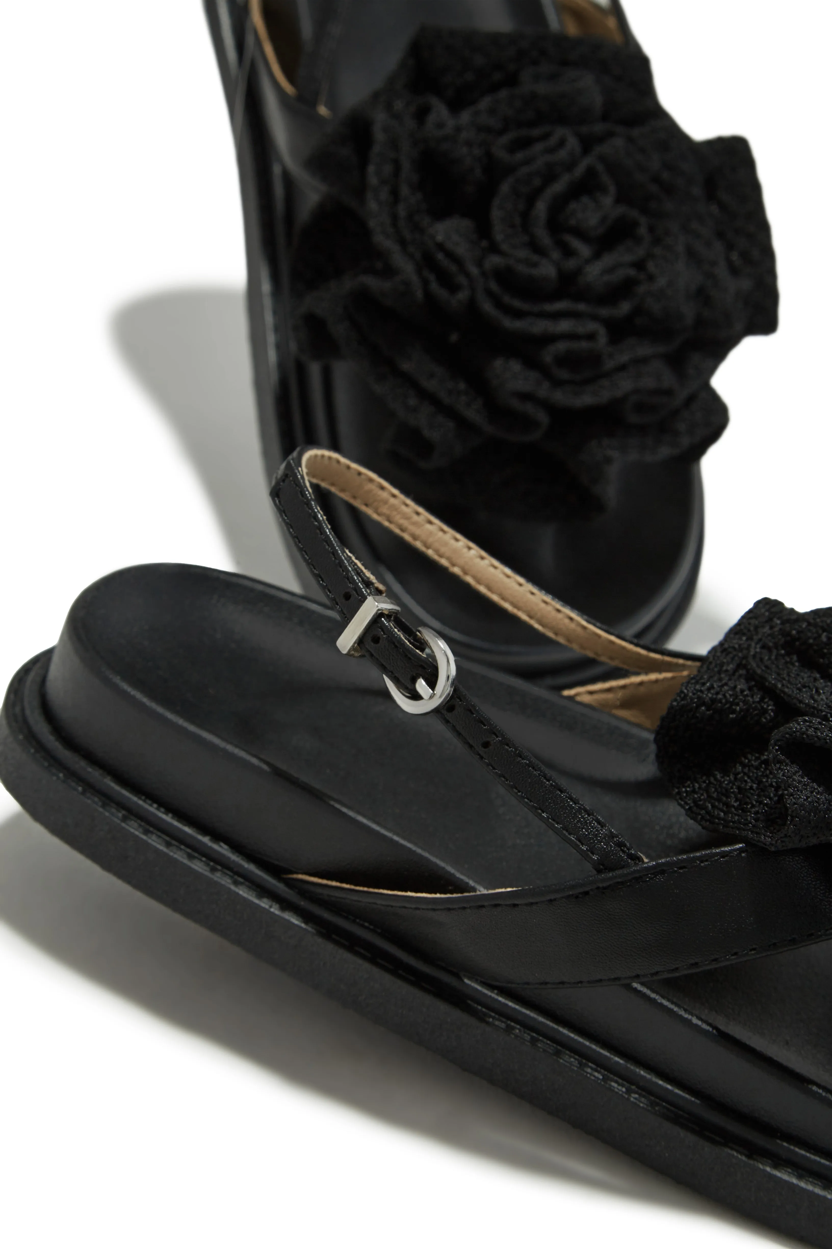Florence Flower Chunky Sandals - Black sold by Miss Lola product image thumbnail 4
