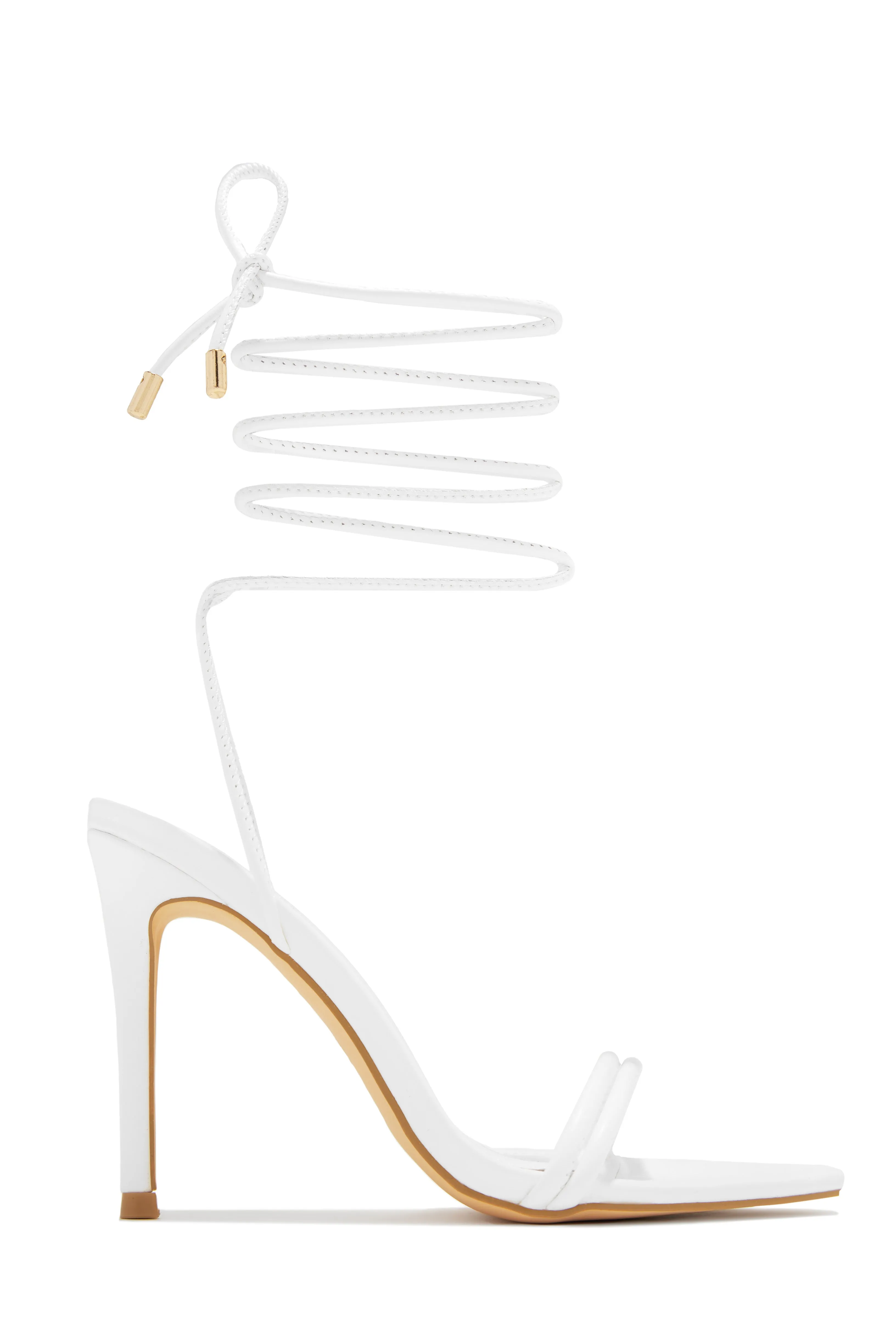 Anisah Lace Up High Heels - White sold by Miss Lola