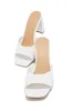 Layla Block Heel Mules - White sold by Miss Lola
