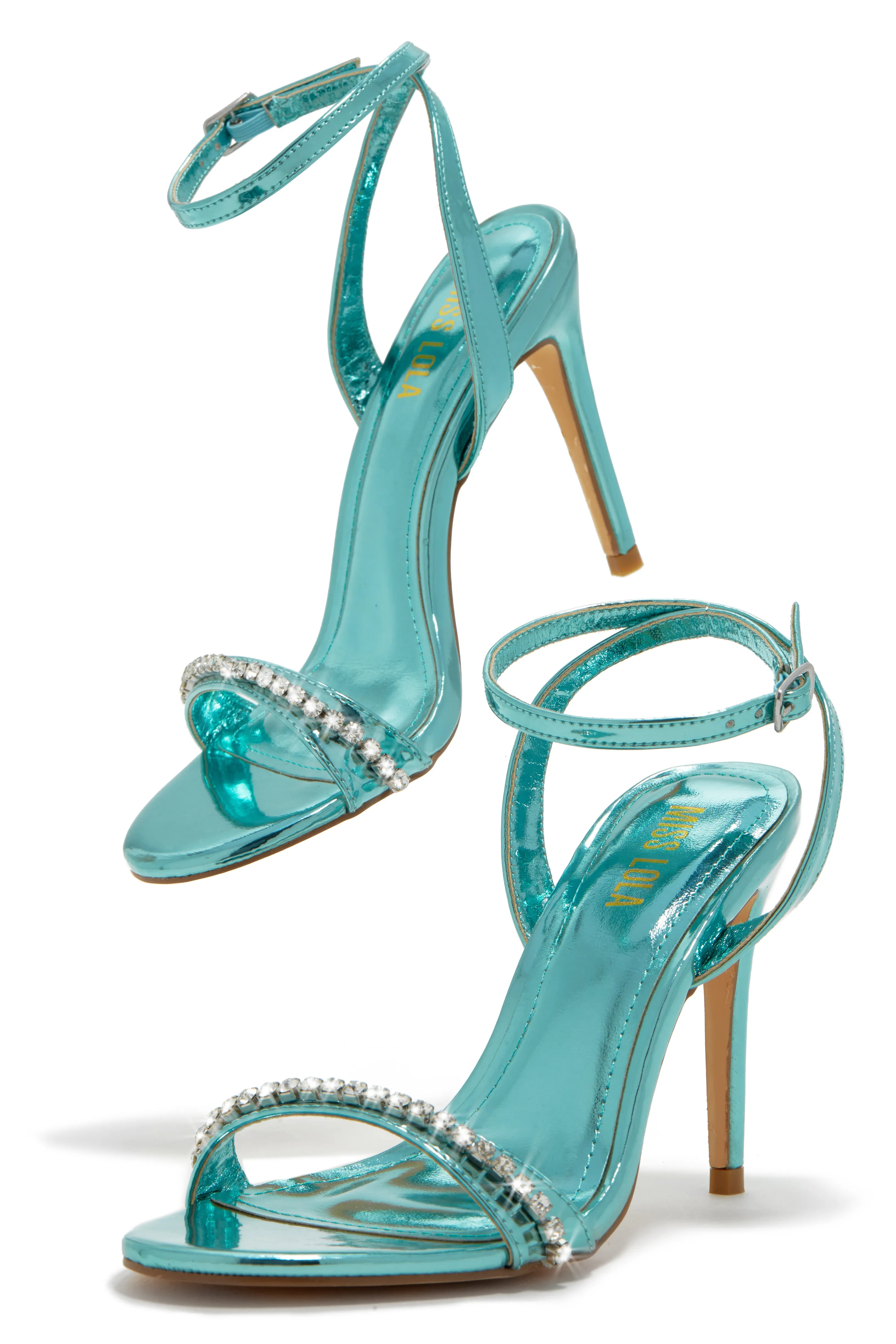 First Date Ankle Strap High Heels - Blue sold by Miss Lola product image thumbnail 3