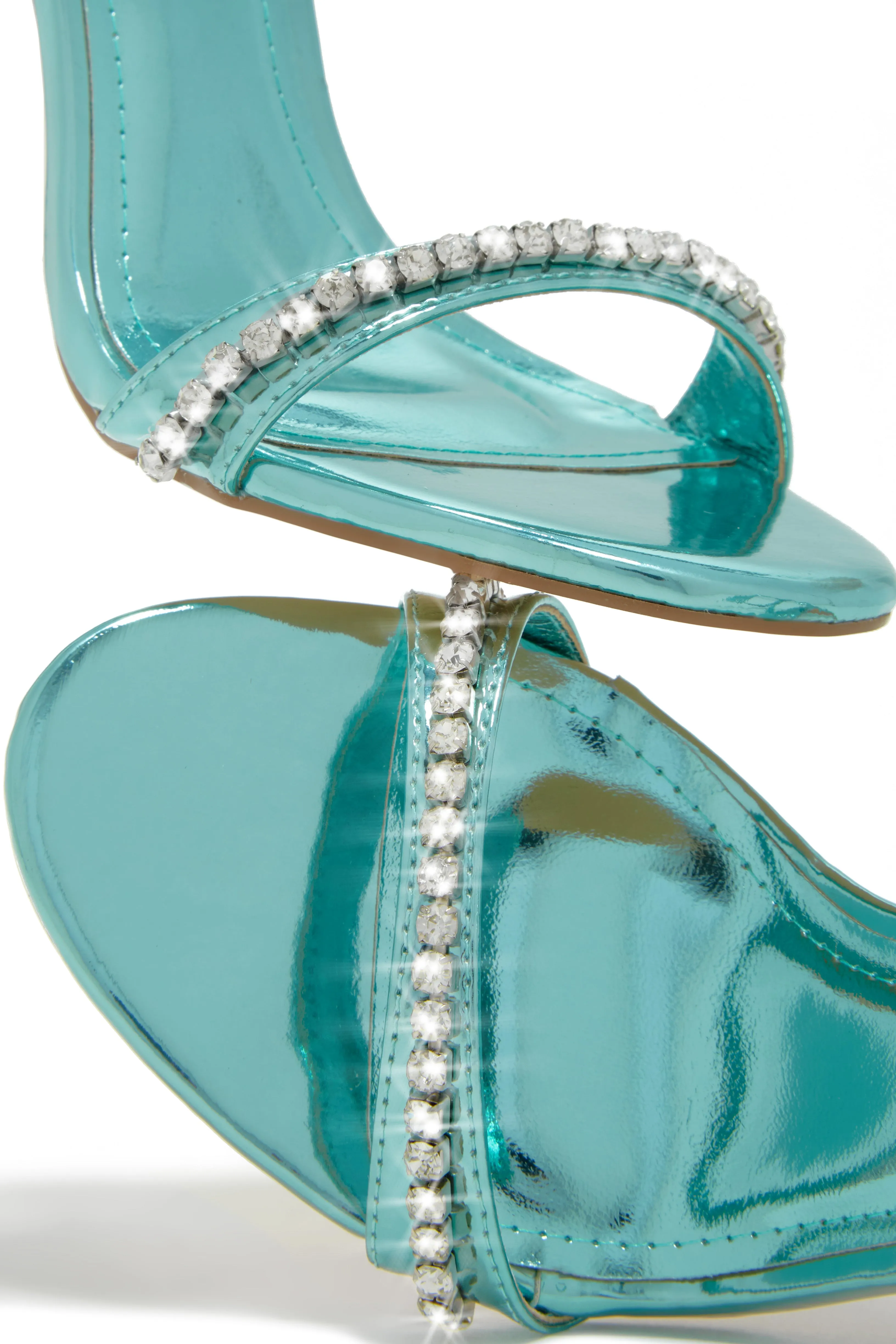 First Date Ankle Strap High Heels - Blue sold by Miss Lola product image thumbnail 4