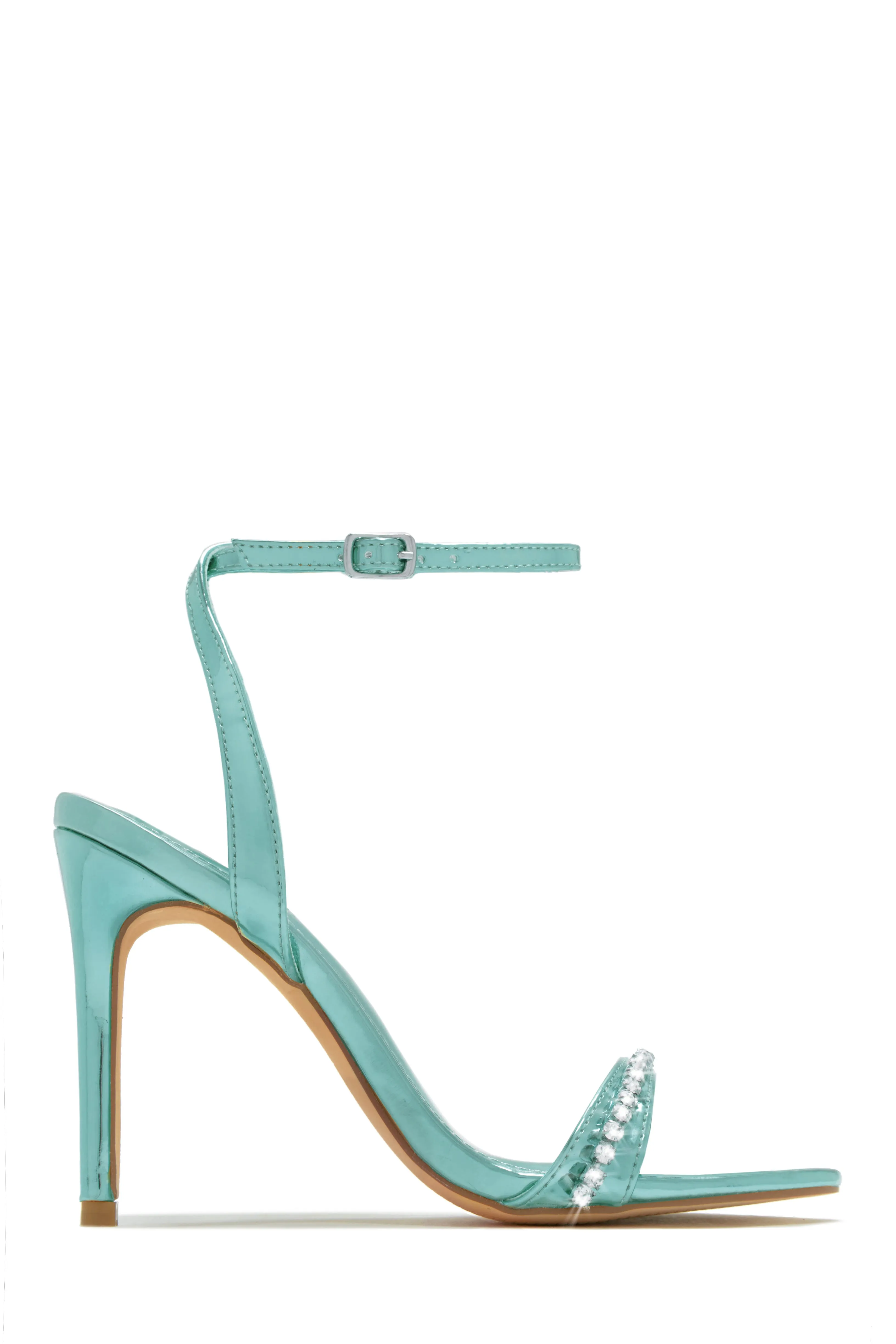 First Date Ankle Strap High Heels - Blue sold by Miss Lola product image thumbnail 5