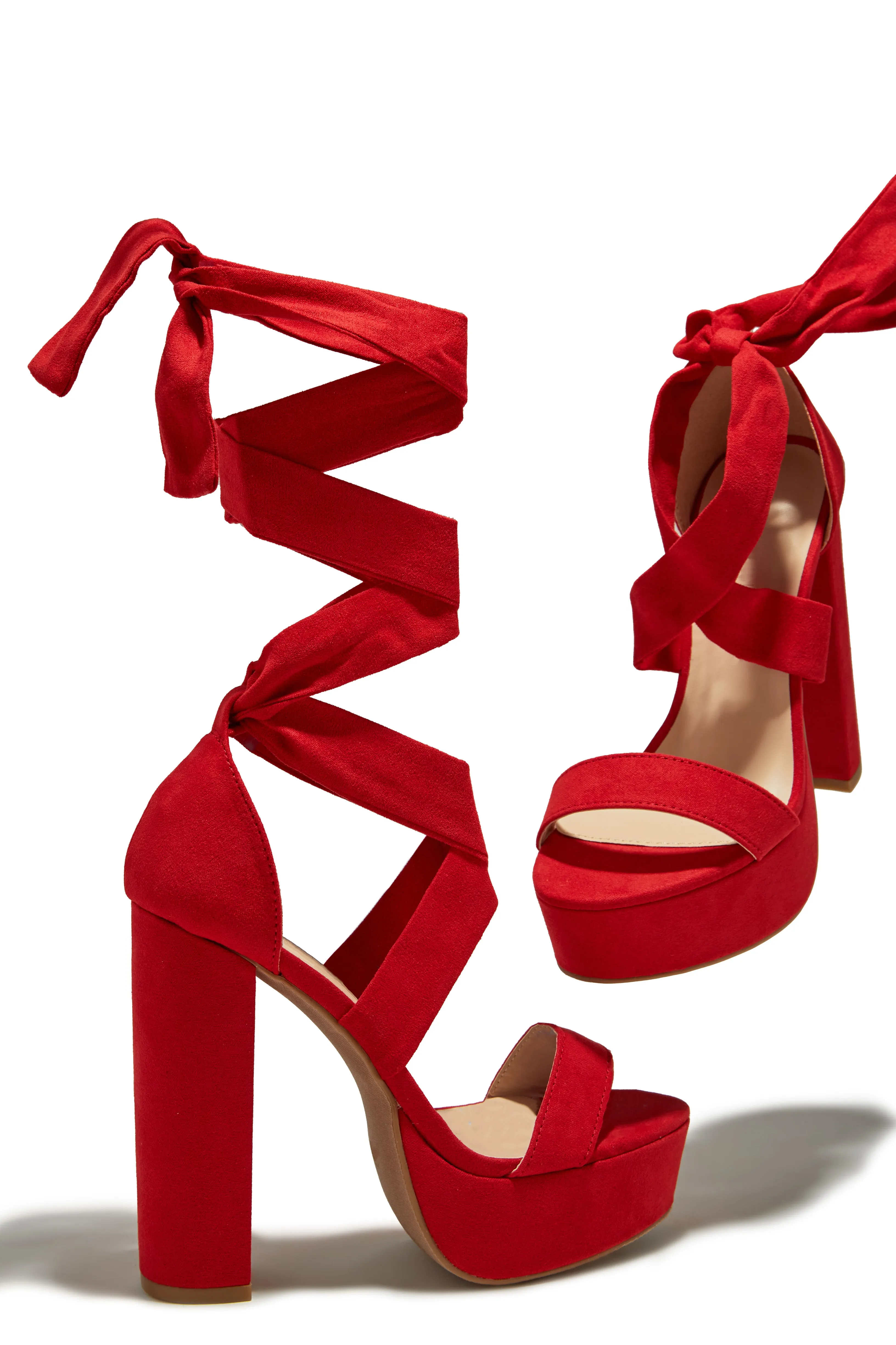 Jodi Block Heel Platforms - Red sold by Miss Lola product image thumbnail 4