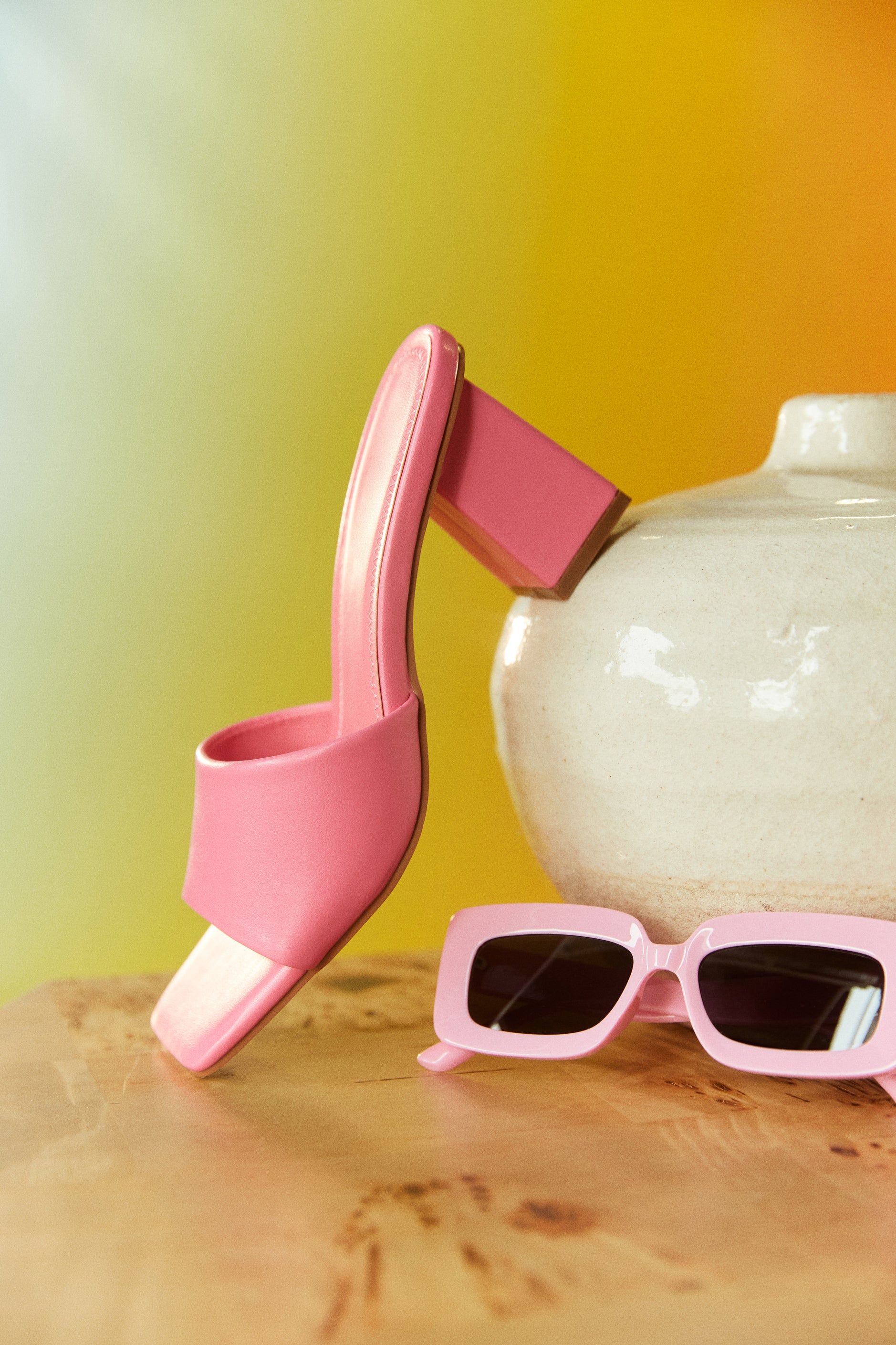 Valentine Block Heel Mules - Pink sold by Miss Lola product image thumbnail 2