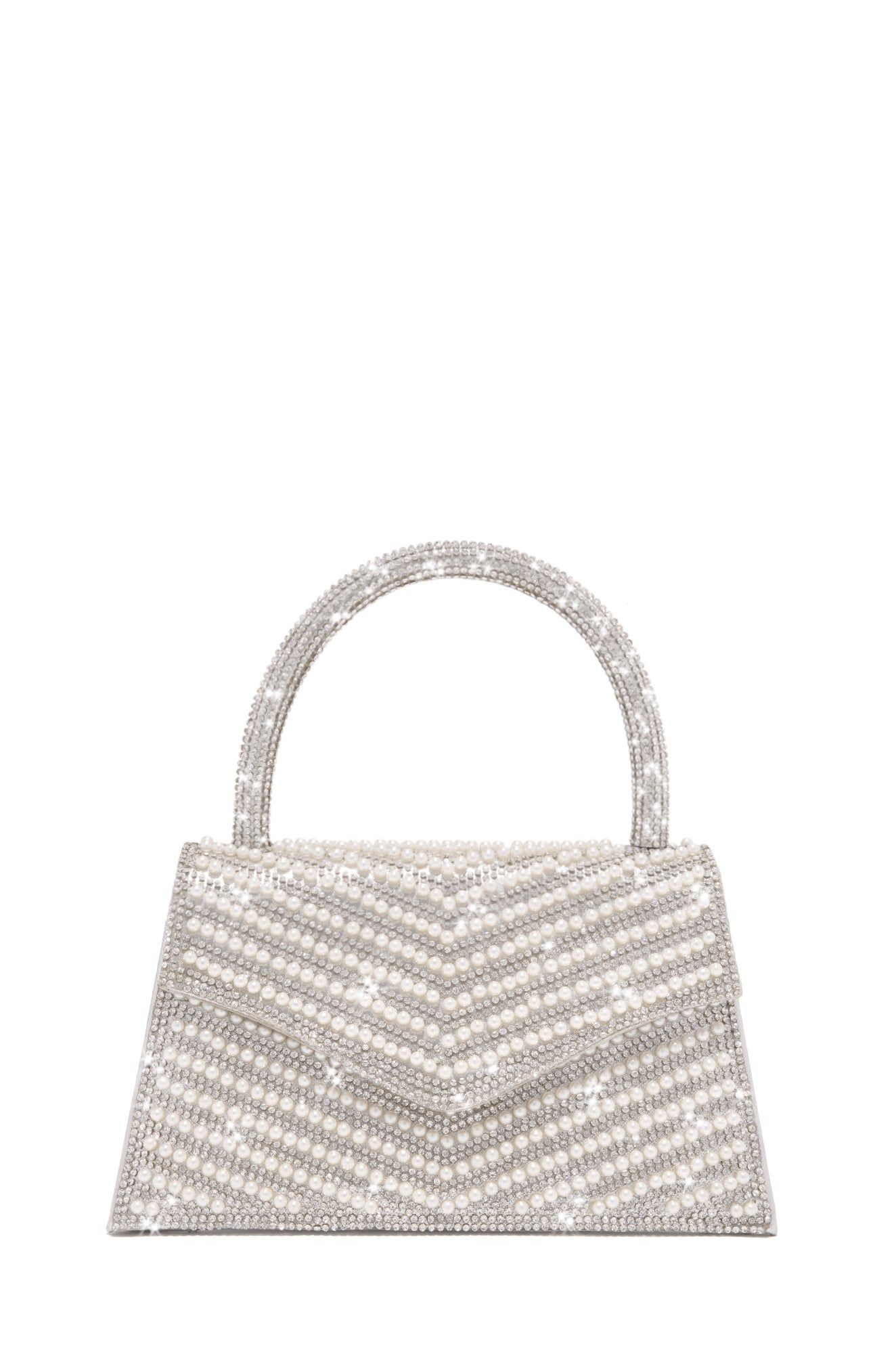 Hailey Beaded Embellished Top Handle Bag - Silver sold by Miss Lola product image thumbnail 3