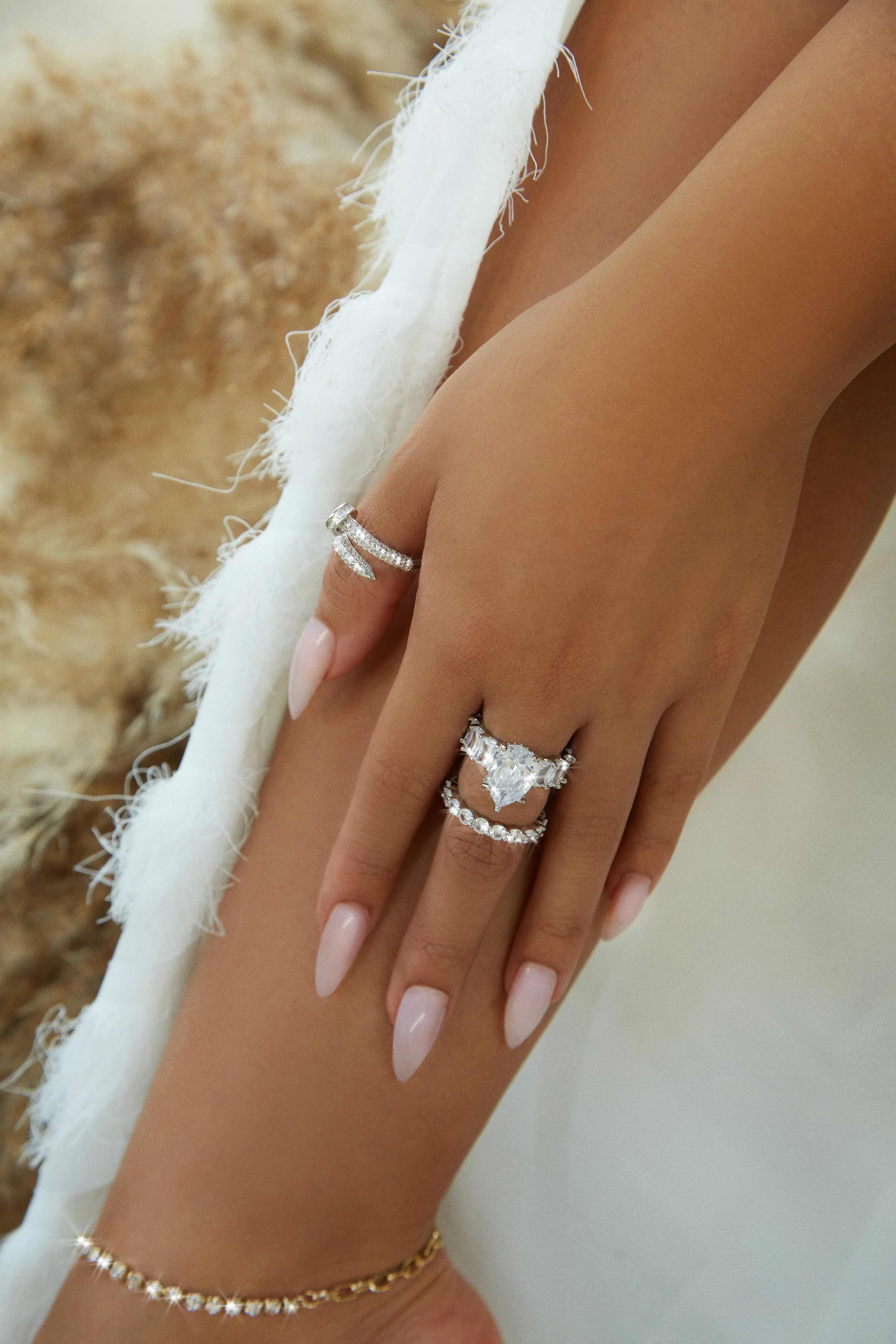 Dream Girl Embellished Nail Ring - Silver sold by Miss Lola product image thumbnail 2