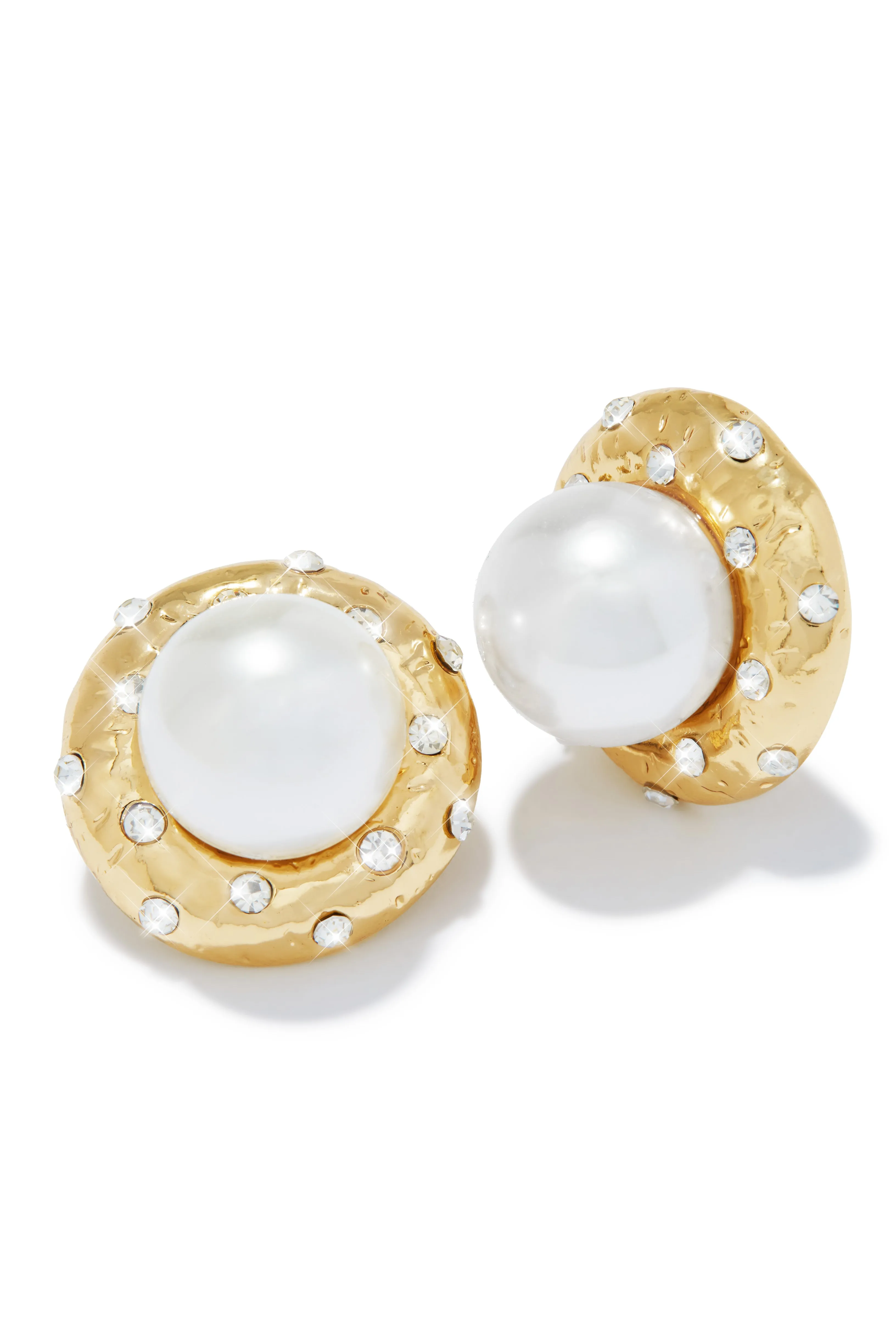 Vera Faux Pearl Embellished Earring - Gold sold by Miss Lola
