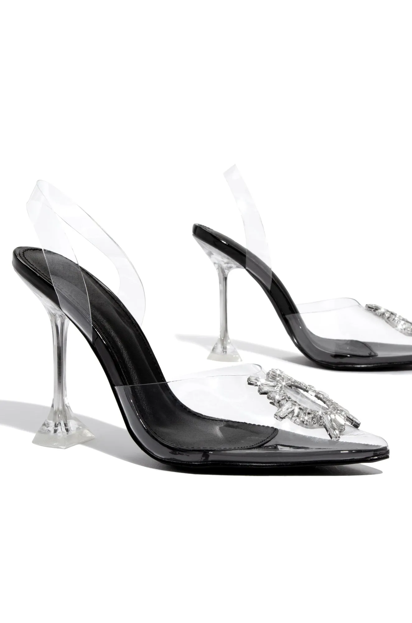 Luxe Affair Embellished Clear Pointed Toe Pumps - Black sold by Miss Lola product image thumbnail 4