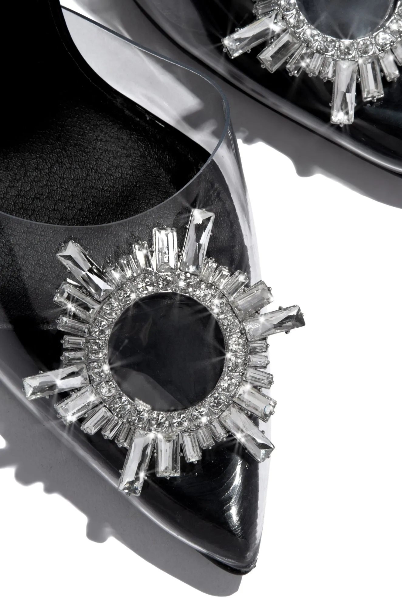 Luxe Affair Embellished Clear Pointed Toe Pumps - Black sold by Miss Lola product image thumbnail 2