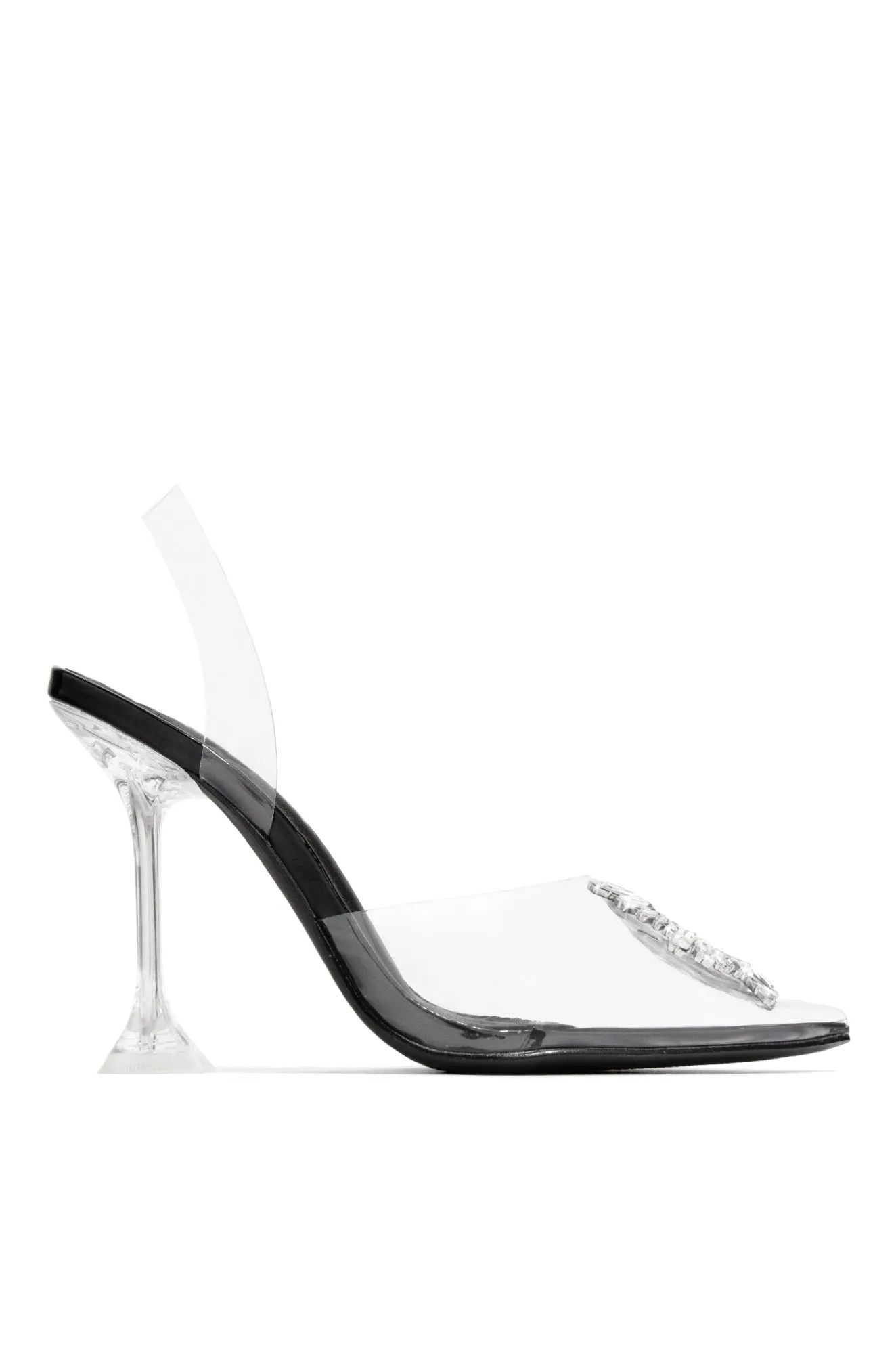 Luxe Affair Embellished Clear Pointed Toe Pumps - Black sold by Miss Lola product image thumbnail 5