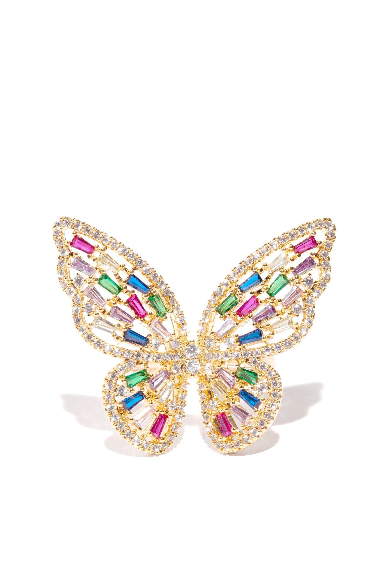 Lena Gold Plated CZ Butterfly Adjustable Ring - Gold Multi sold by Miss Lola product image thumbnail 2