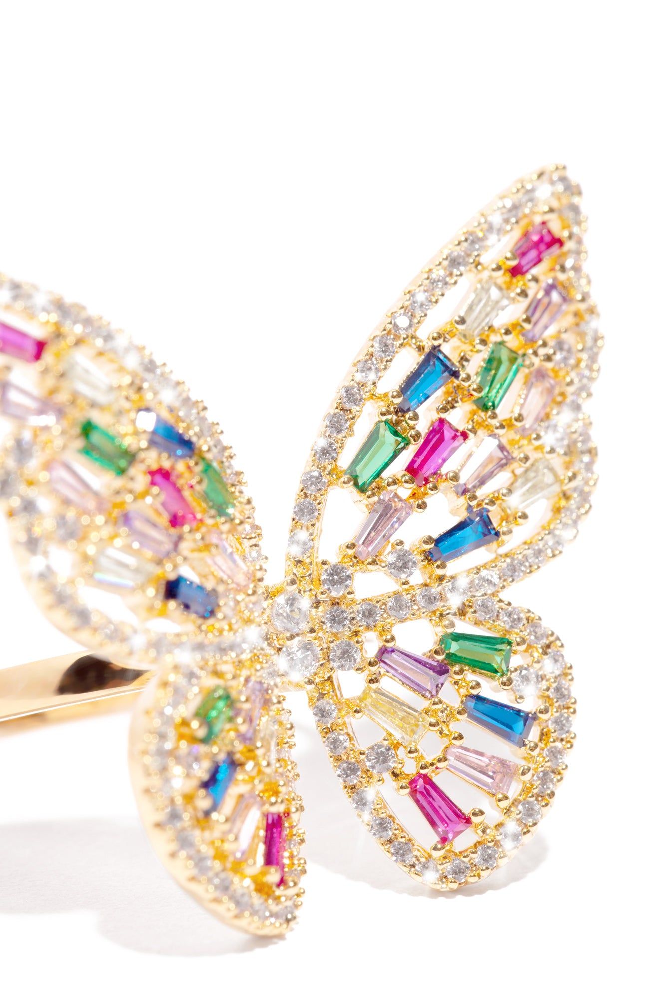 Lena Gold Plated CZ Butterfly Adjustable Ring - Gold Multi sold by Miss Lola product image thumbnail 3