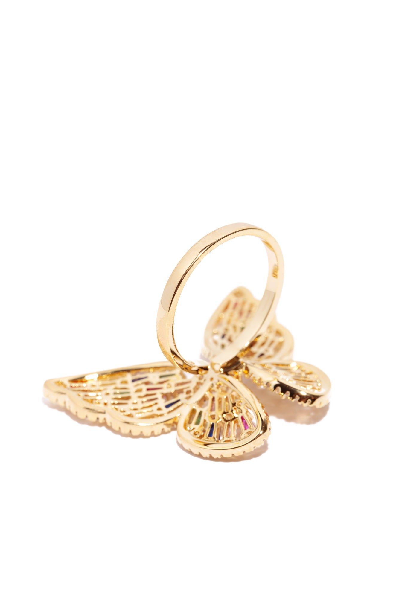 Lena Gold Plated CZ Butterfly Adjustable Ring - Gold Multi sold by Miss Lola product image thumbnail 4