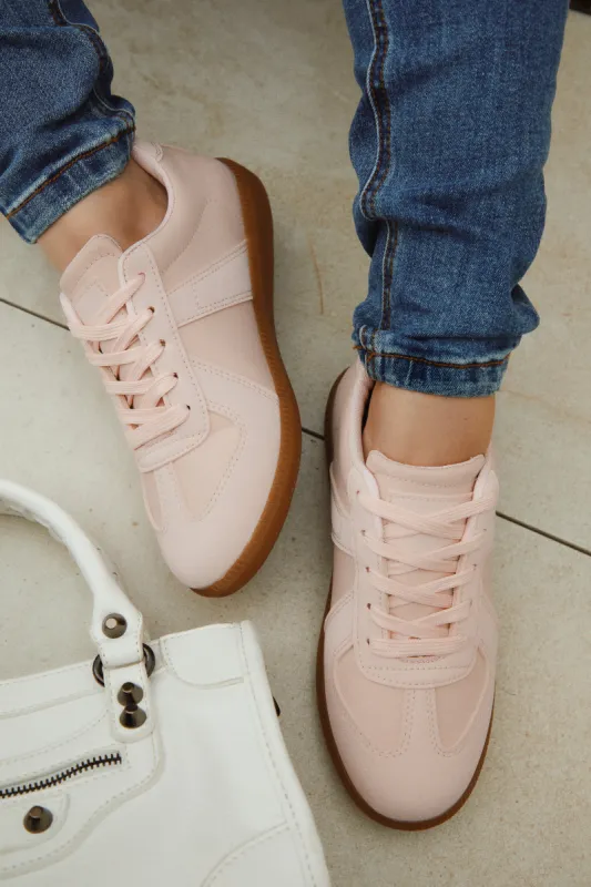 Running Errands Lace Up Sneakers - Pink sold by Miss Lola
