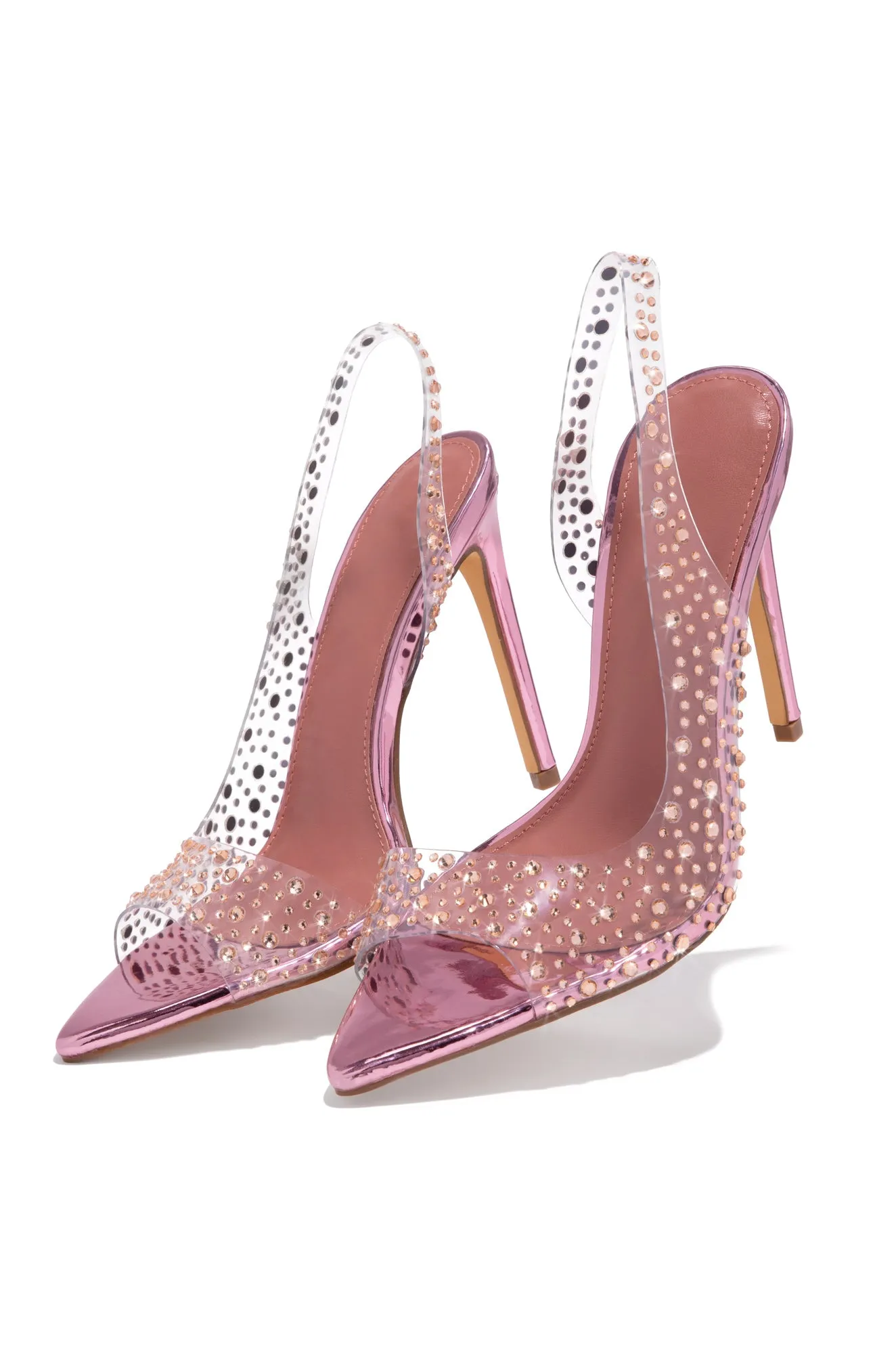 Analezi Embellished Peep Toe Heels - Pink sold by Miss Lola