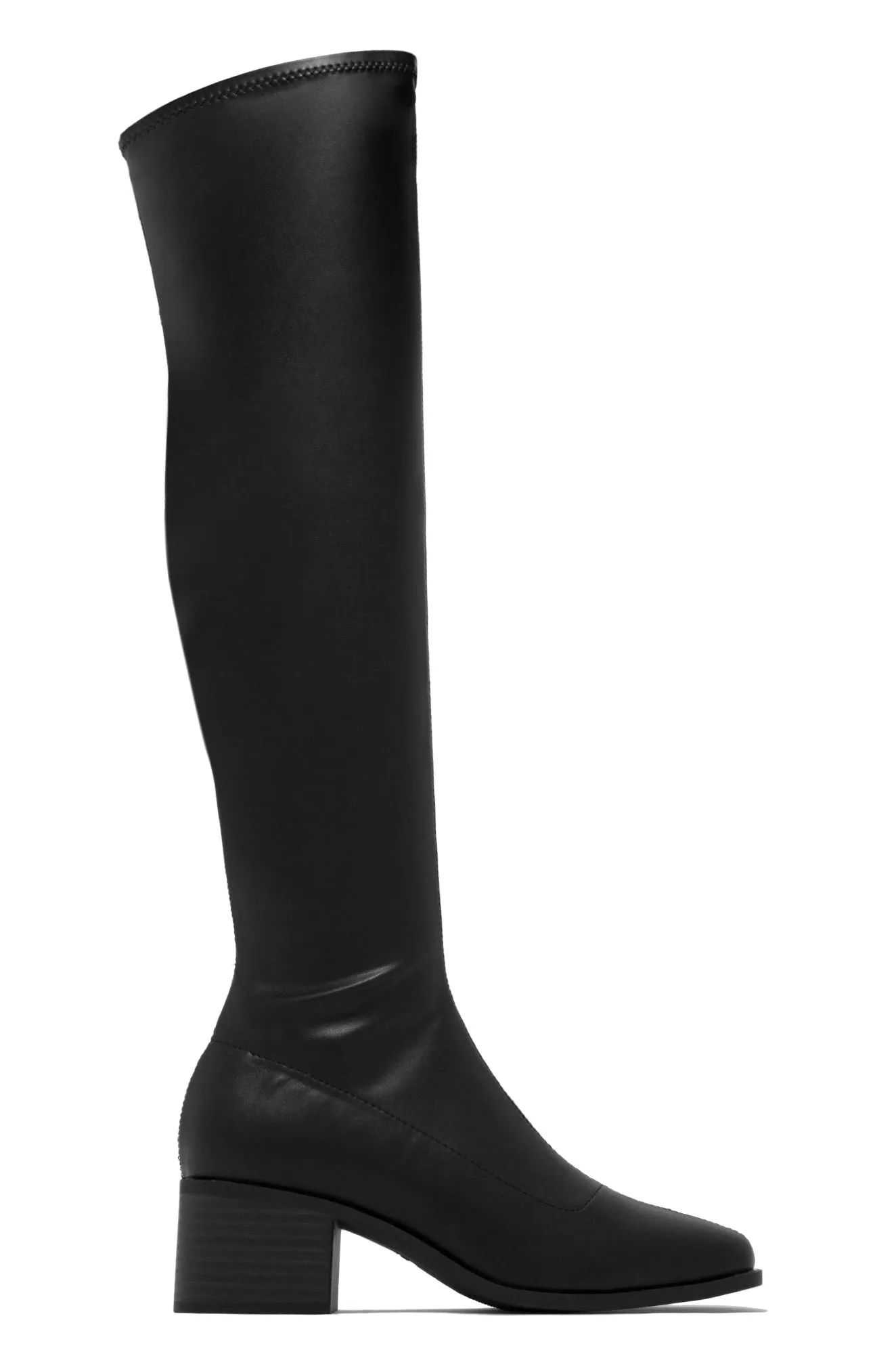 Carlene Over The Knee Boots - Black PU sold by Miss Lola