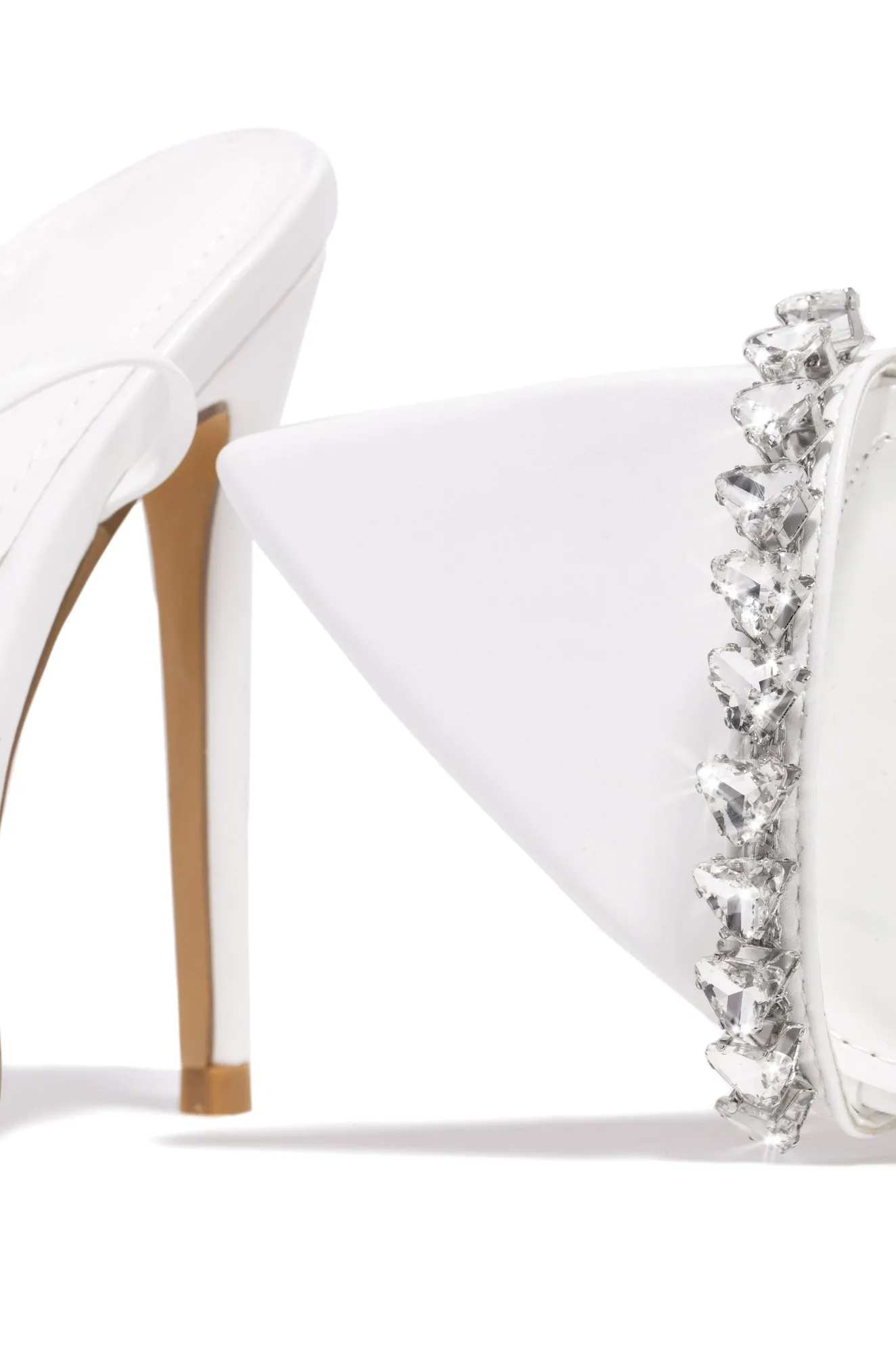 Monroe Embellished Lace Up High Heels - White sold by Miss Lola product image thumbnail 4